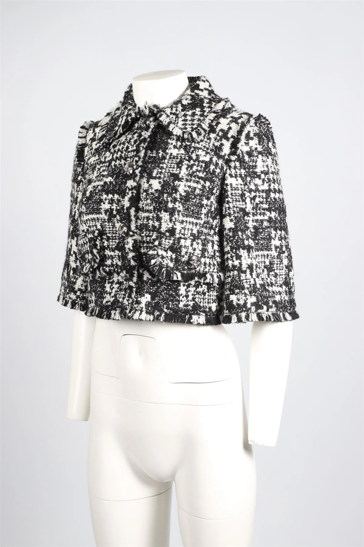 DOLCE & GABBANA BLACK AND WHITE WOOL BLEND JACKET IT 38 UK 6 - Image 3