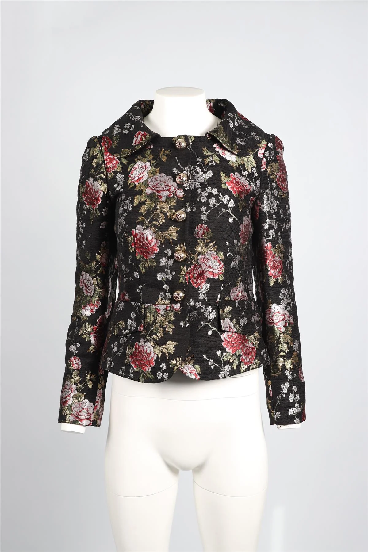 DOLCE & GABBANA BLACK BROCADE JACKET IT 40 UK 8 - Image 2