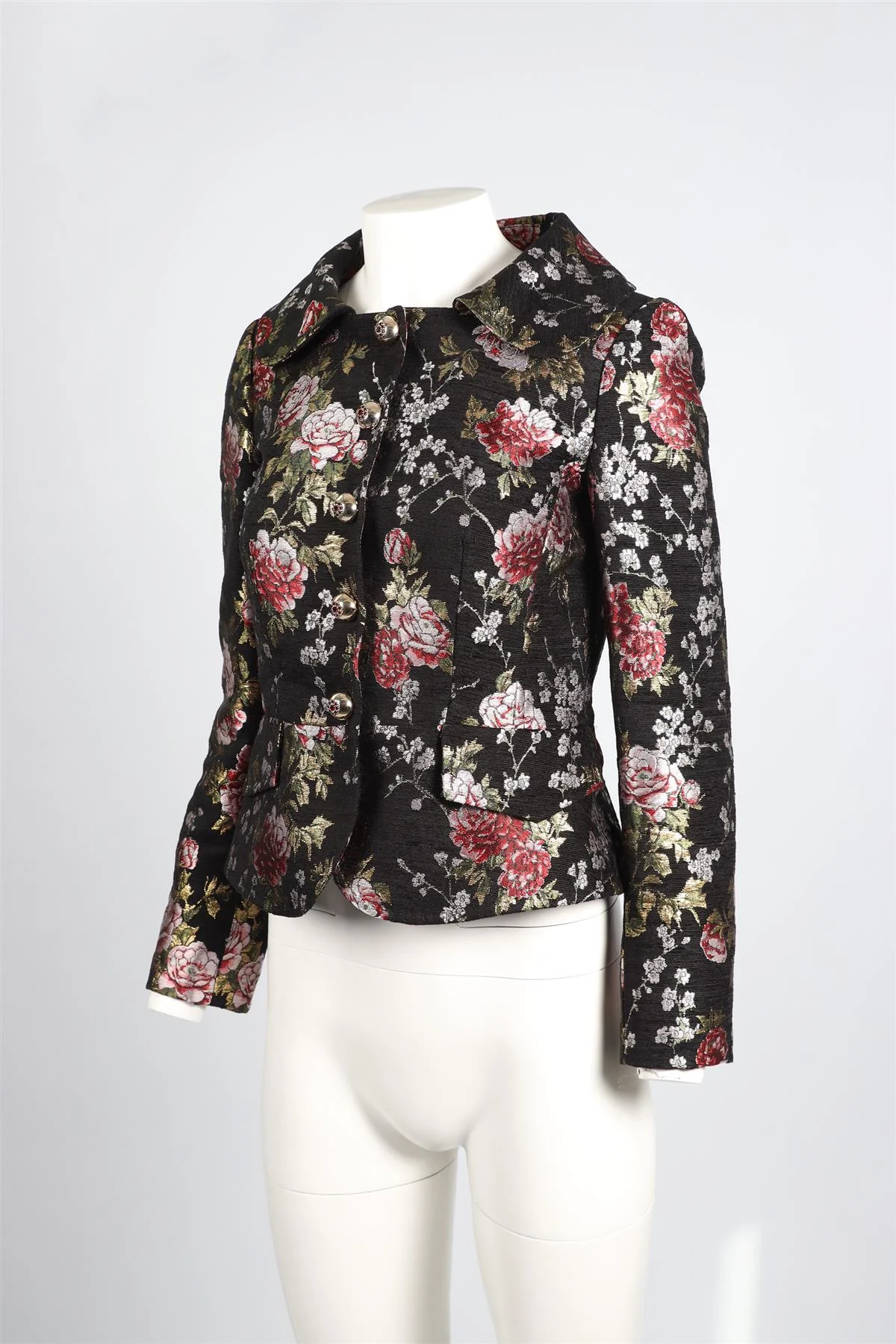 DOLCE & GABBANA BLACK BROCADE JACKET IT 40 UK 8 - Image 3