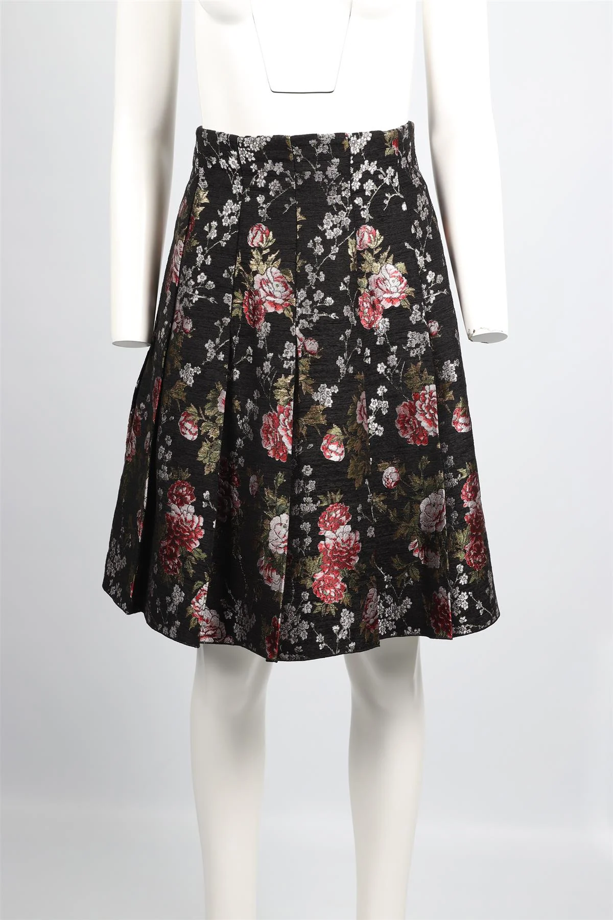 DOLCE & GABBANA BLACK BROCADE MINI SKIRT IT 42 UK 10 - Image 2