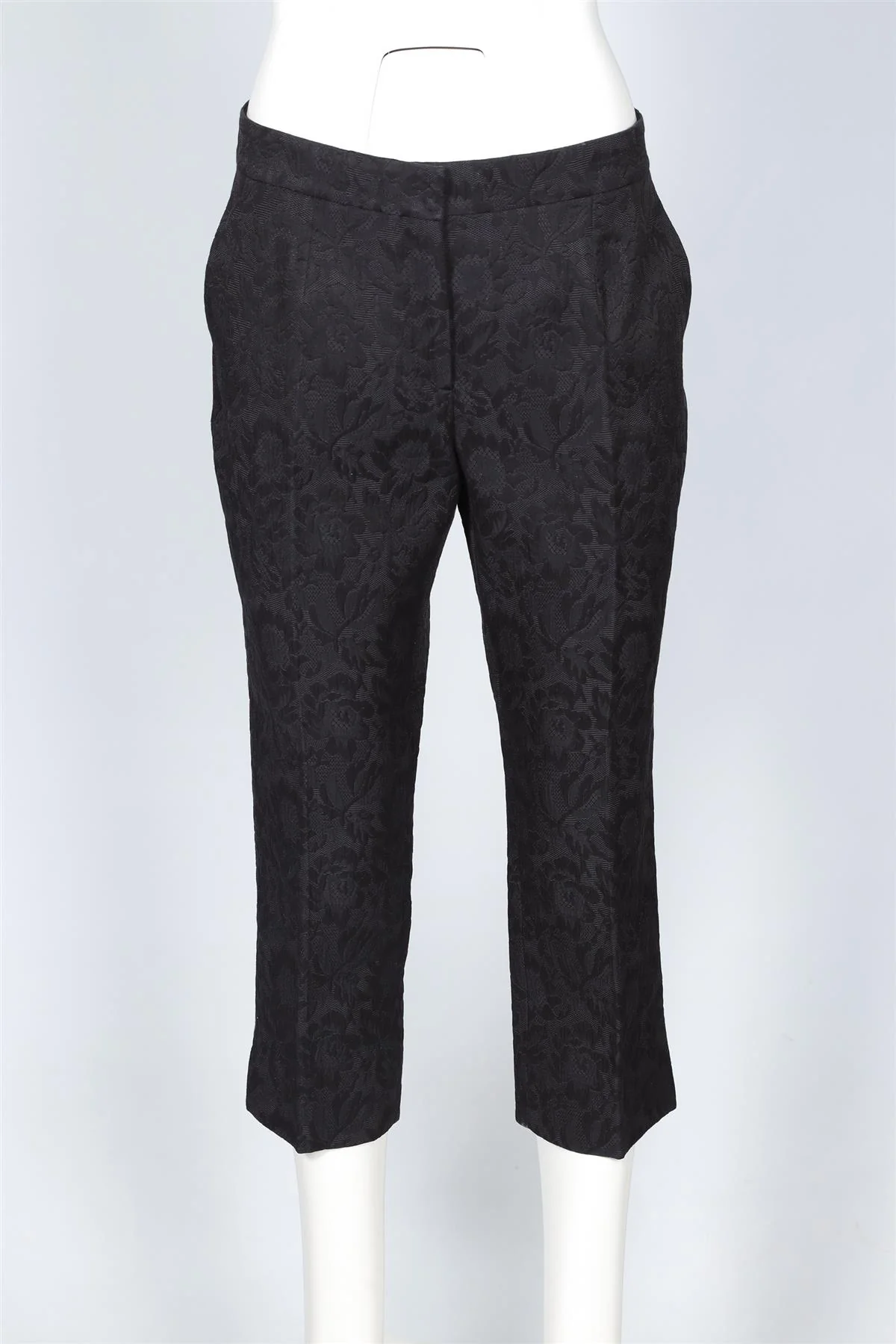 DOLCE & GABBANA BLACK COTTON STRAIGHT LEG PANTS IT 46 UK 14 - Image 2