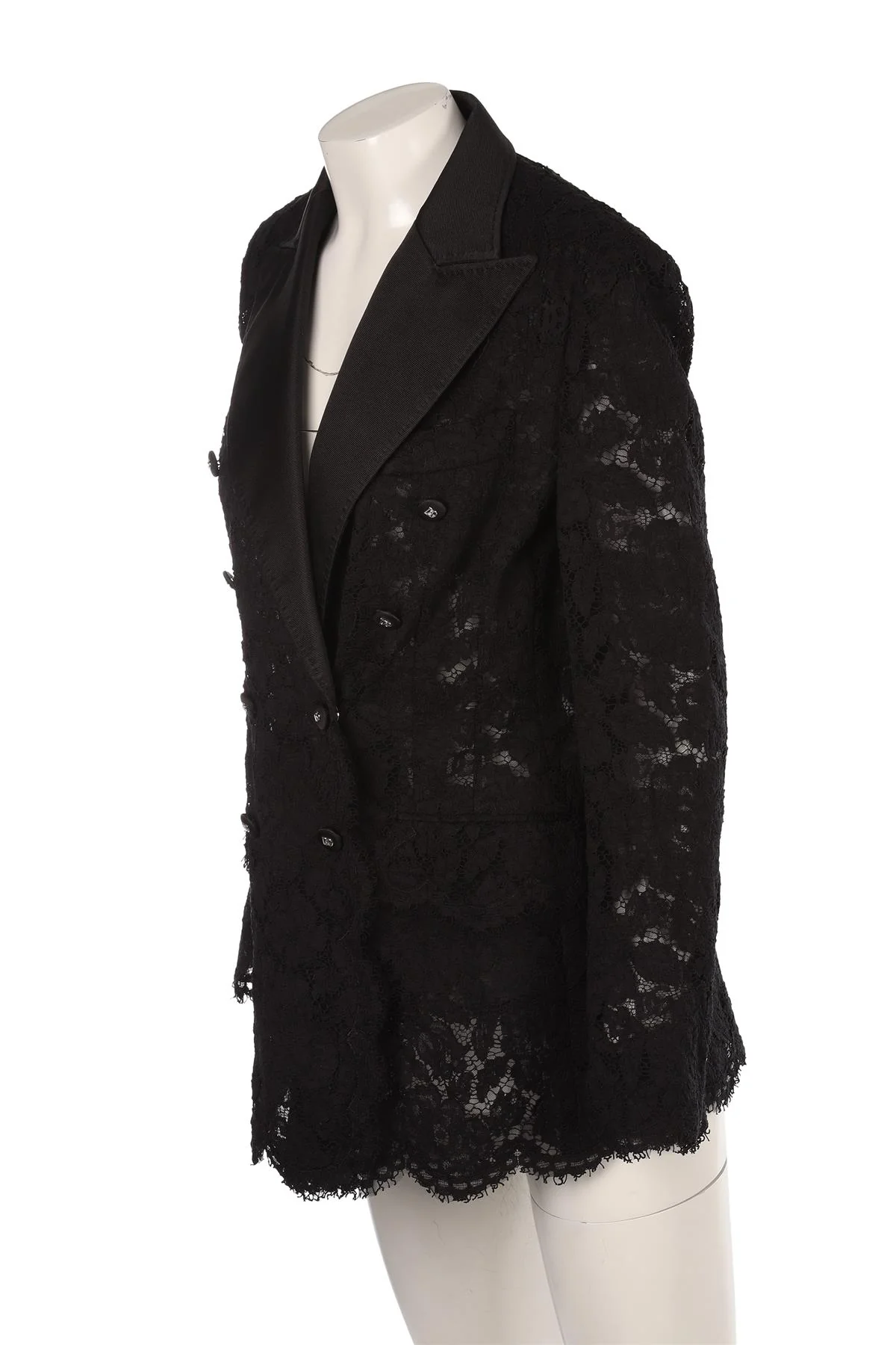 DOLCE & GABBANA BLACK LACE BLAZER IT 44 UK 12 - Image 3