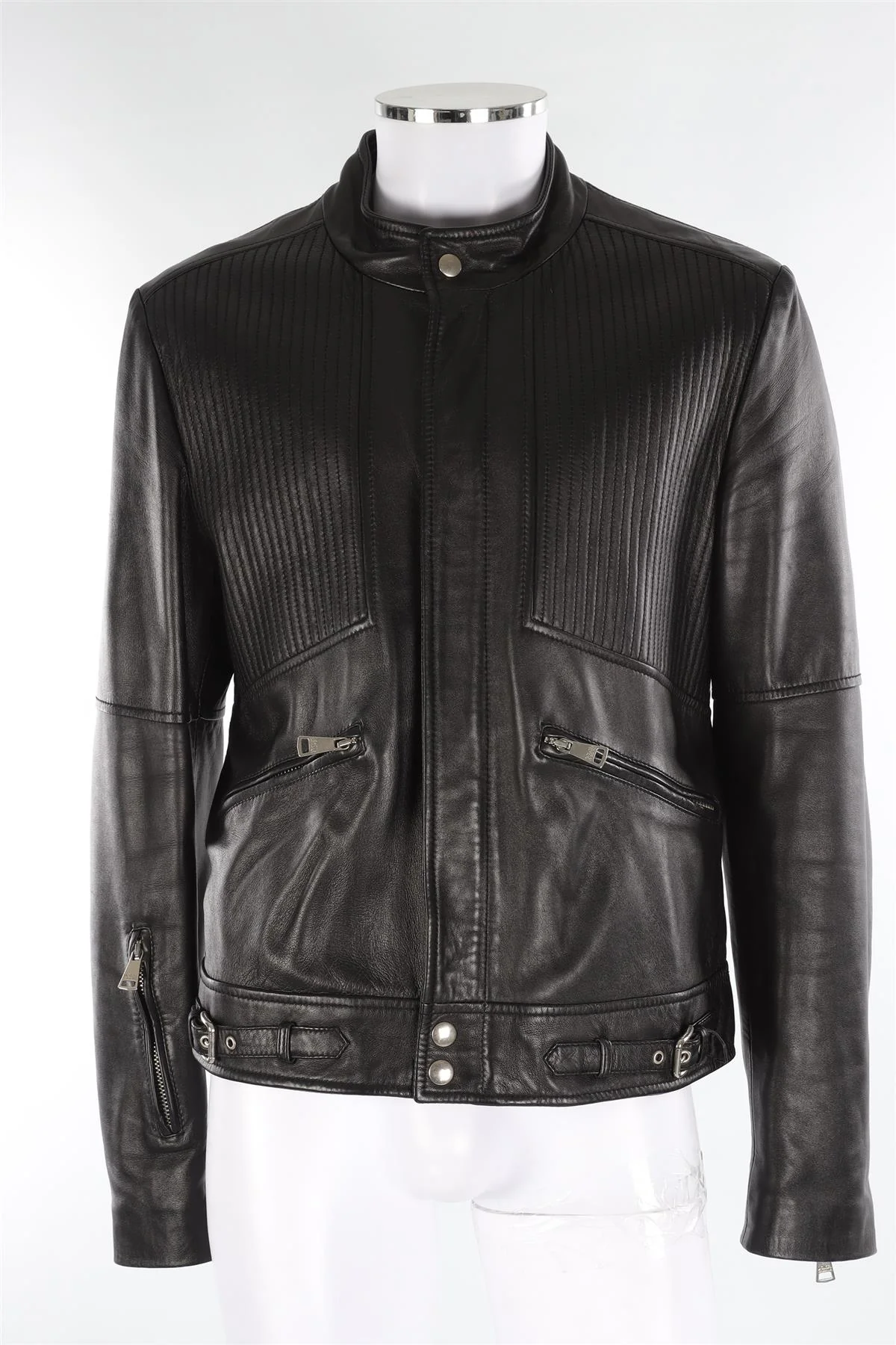 DOLCE & GABBANA BLACK MEN'S LEATHER JACKET IT 54 UK 44 - Image 2