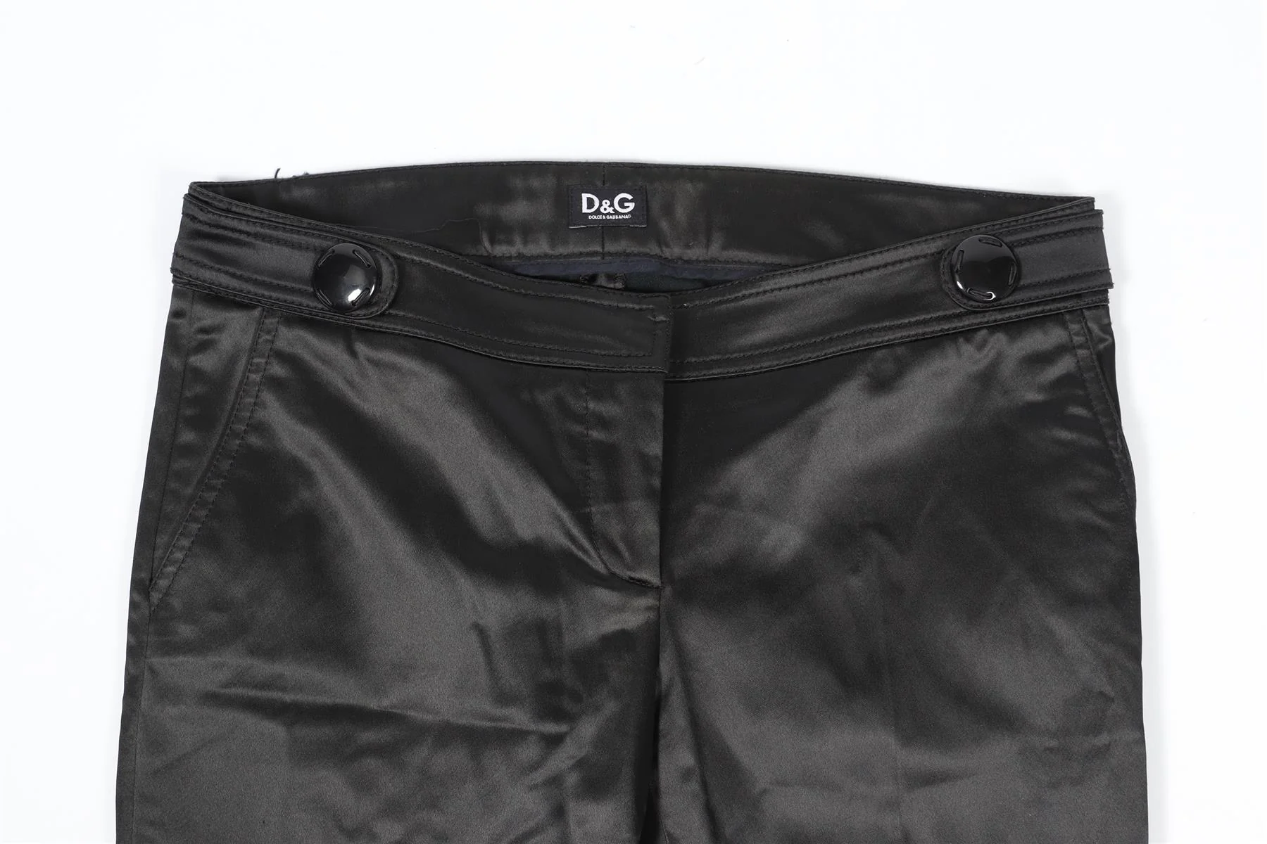 DOLCE & GABBANA BLACK SATIN PANTS IT 42 UK 10 - Image 3