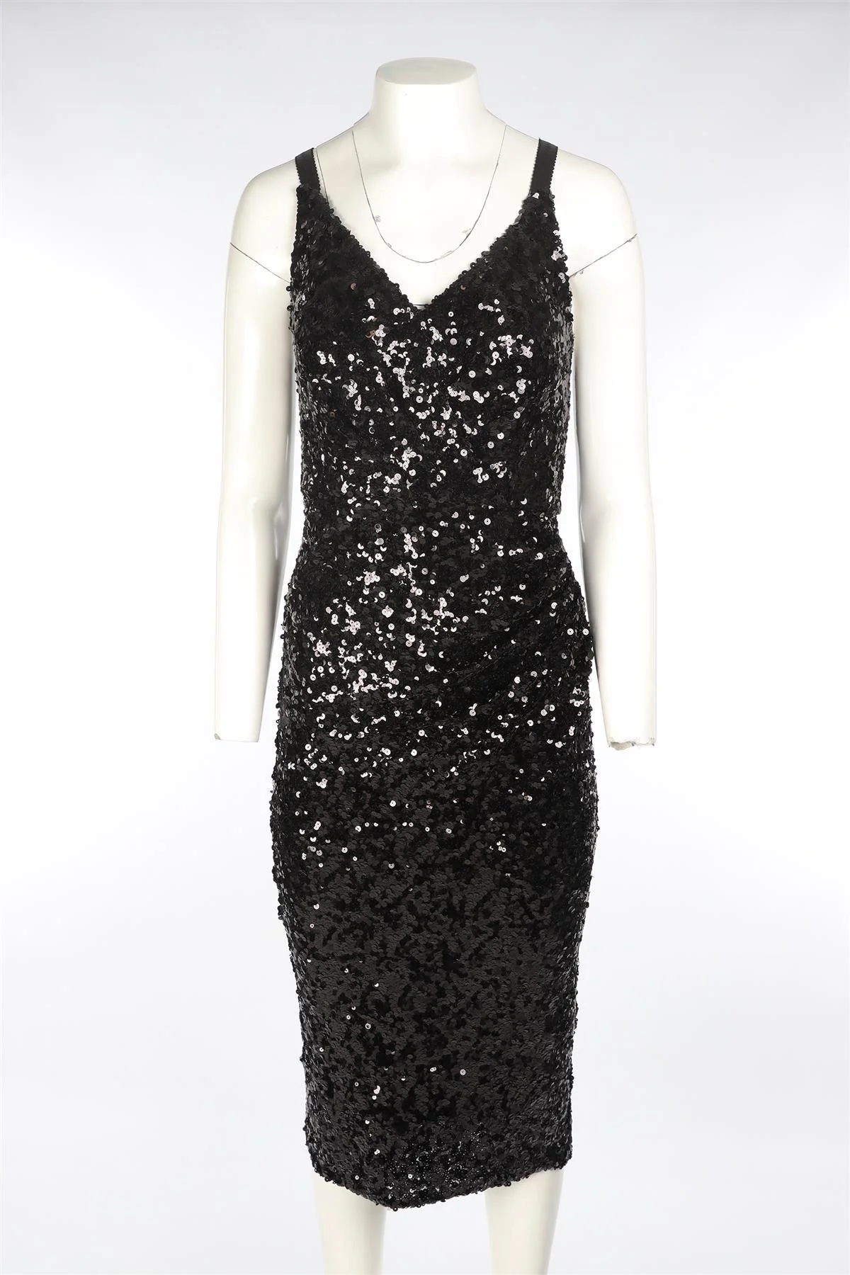 DOLCE & GABBANA BLACK SEQUIN MAXI DRESS IT 36 UK 4 - Image 2