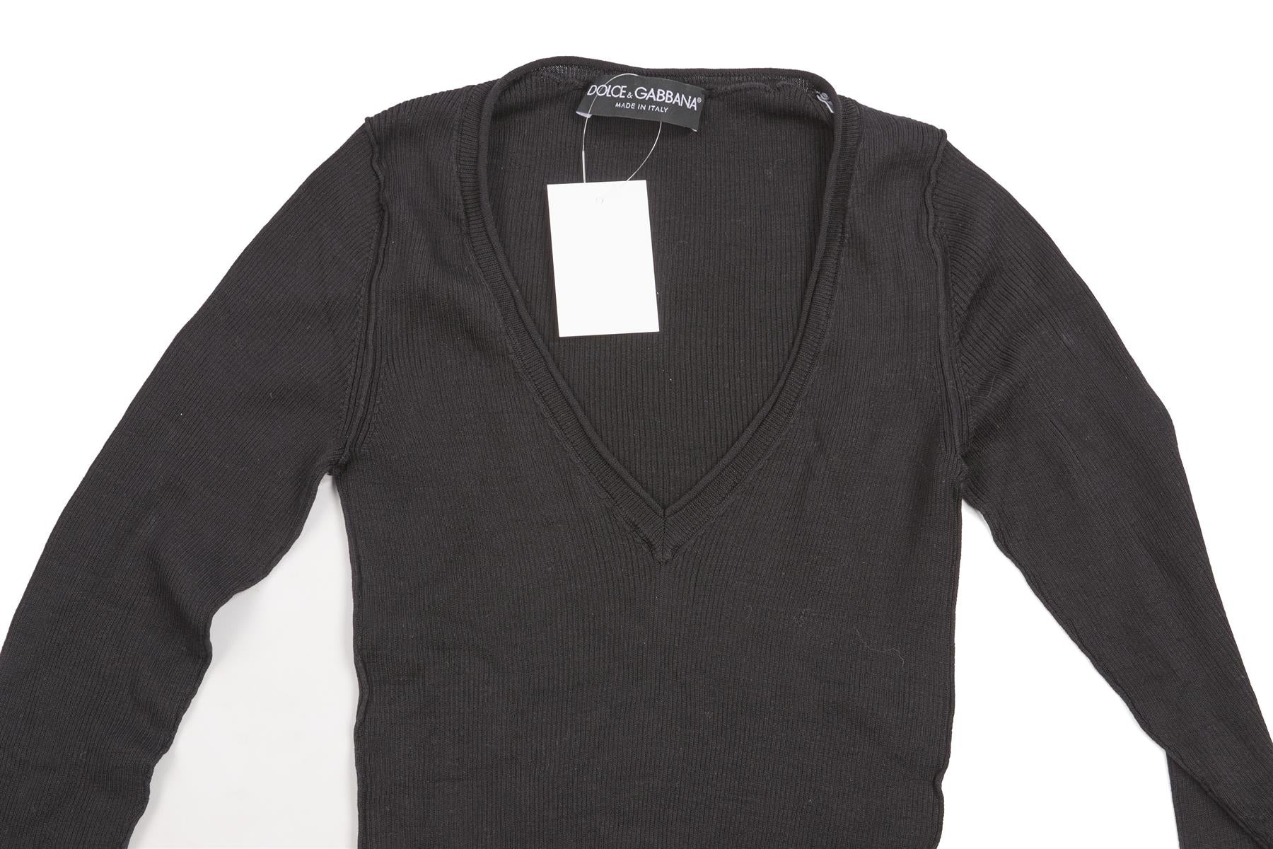 DOLCE & GABBANA BLACK SILK TOP IT 36 UK 4 - Image 3