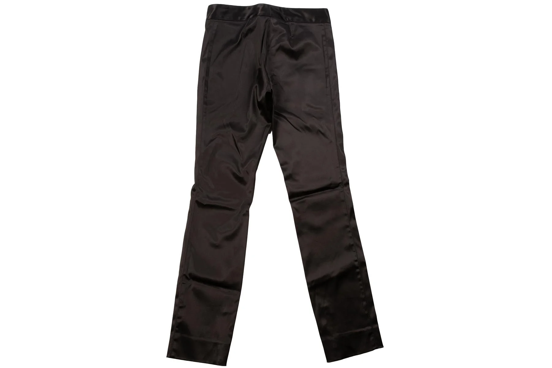 DOLCE & GABBANA BLACK VINTAGE SATIN STRAIGHT LEG PANTS XSMALL - Image 4