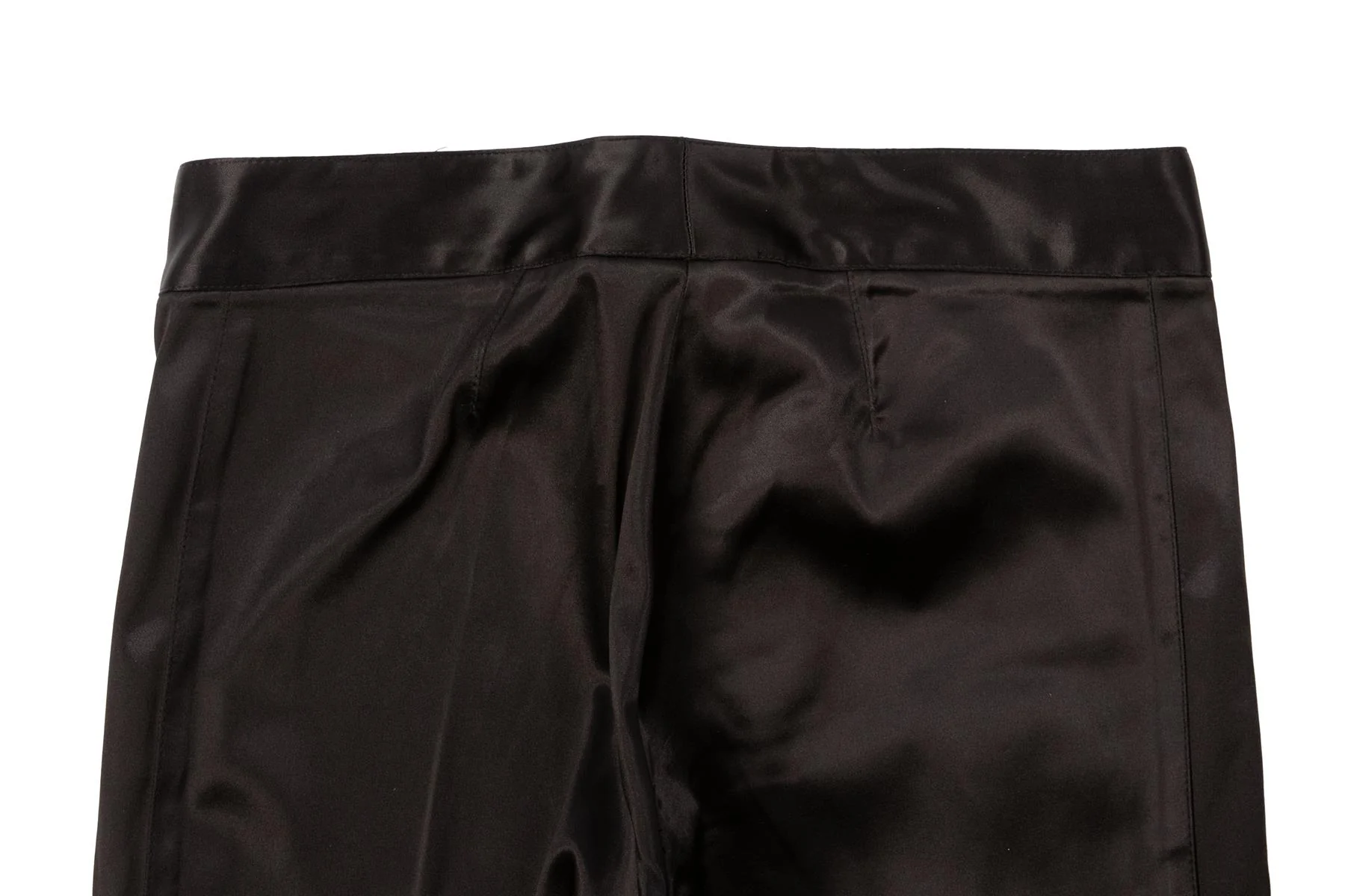 DOLCE & GABBANA BLACK VINTAGE SATIN STRAIGHT LEG PANTS XSMALL - Image 5