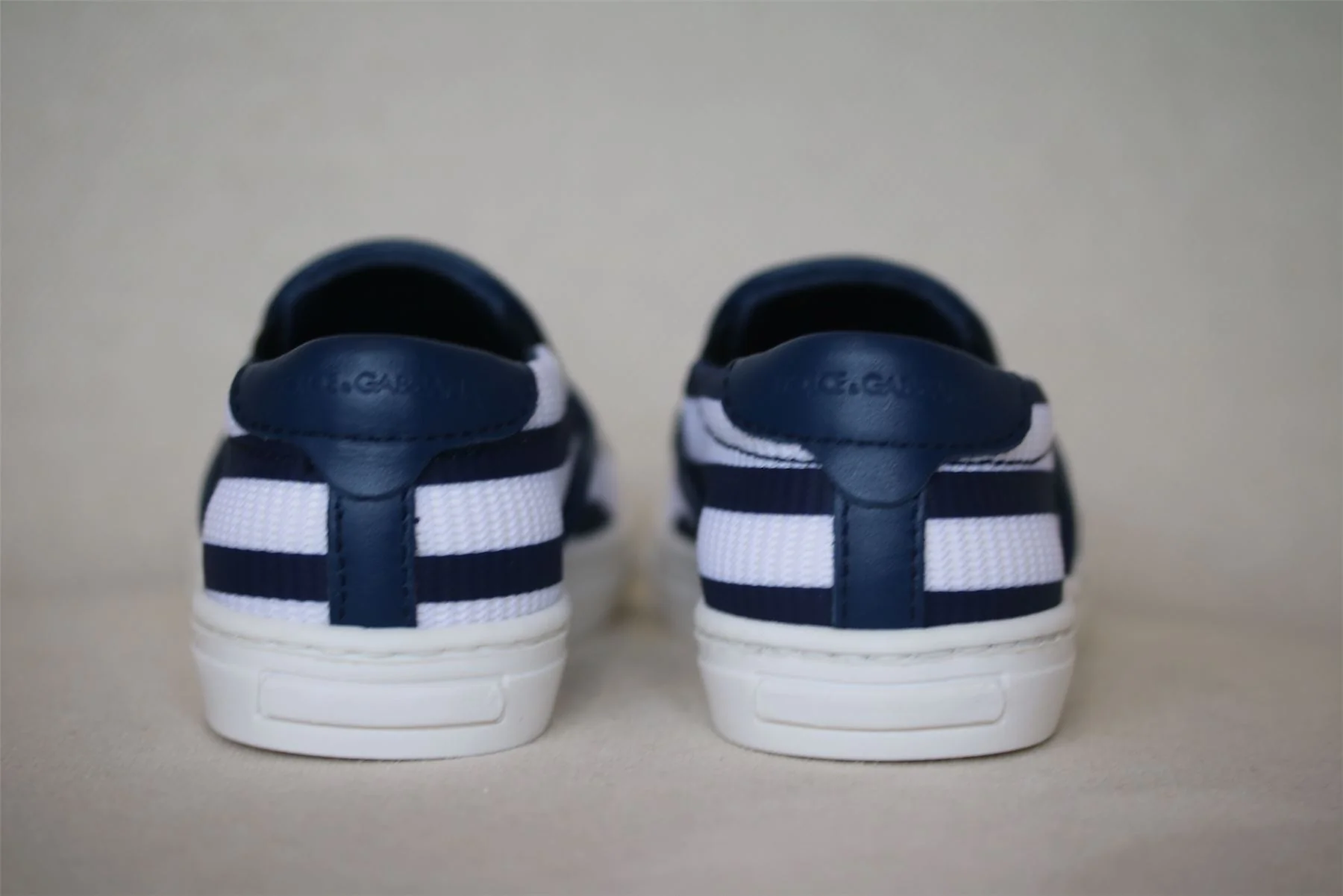 DOLCE & GABBANA BLUE & WHITE STRIPE SLIP-ON SHOES EU 24 UK 7 - Image 4