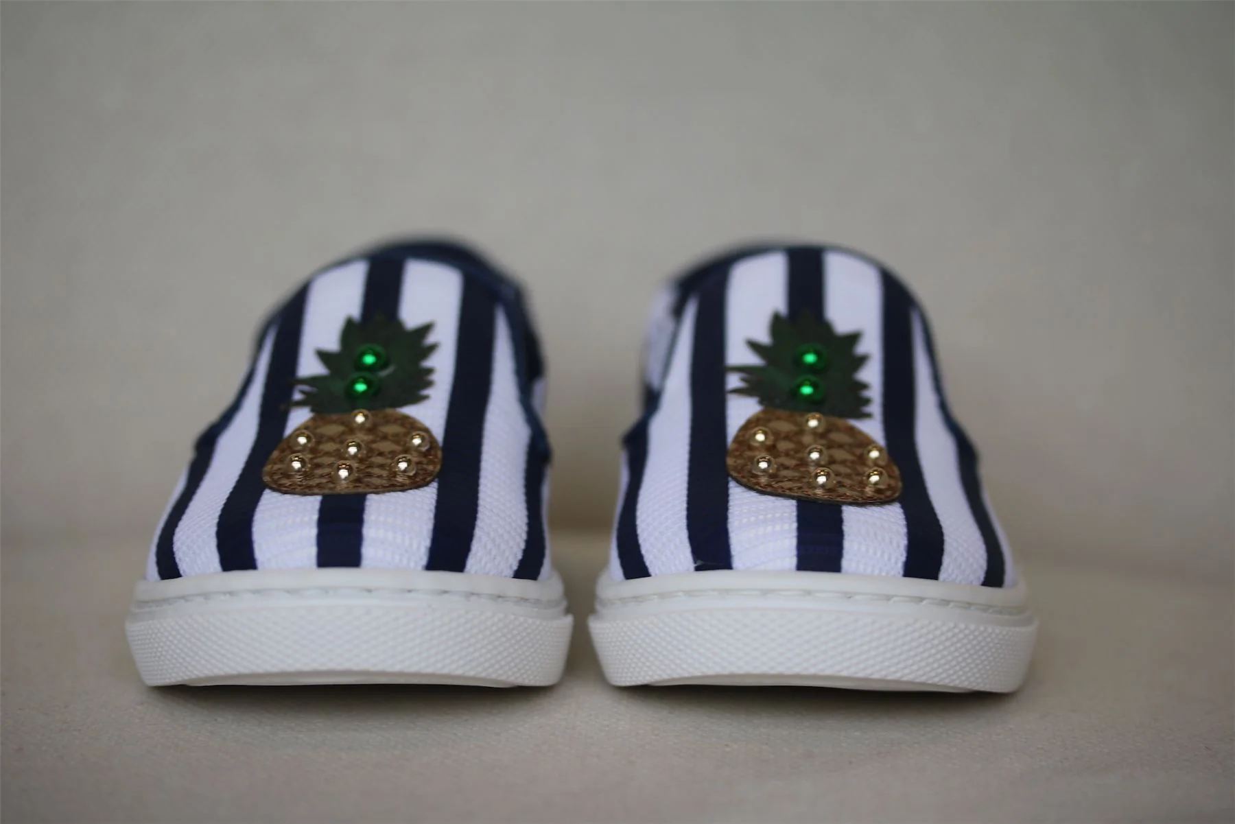 DOLCE & GABBANA BLUE & WHITE STRIPE SLIP-ON SHOES EU 24 UK 7 - Image 5