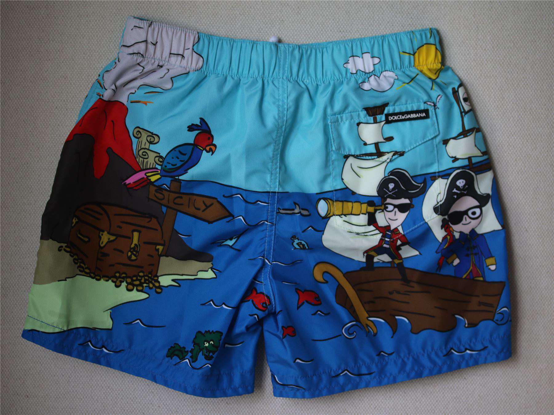 DOLCE & GABBANA BOYS BLUE SICILIAN PIRATE SWIM SHORTS 2 YEARS - Image 2