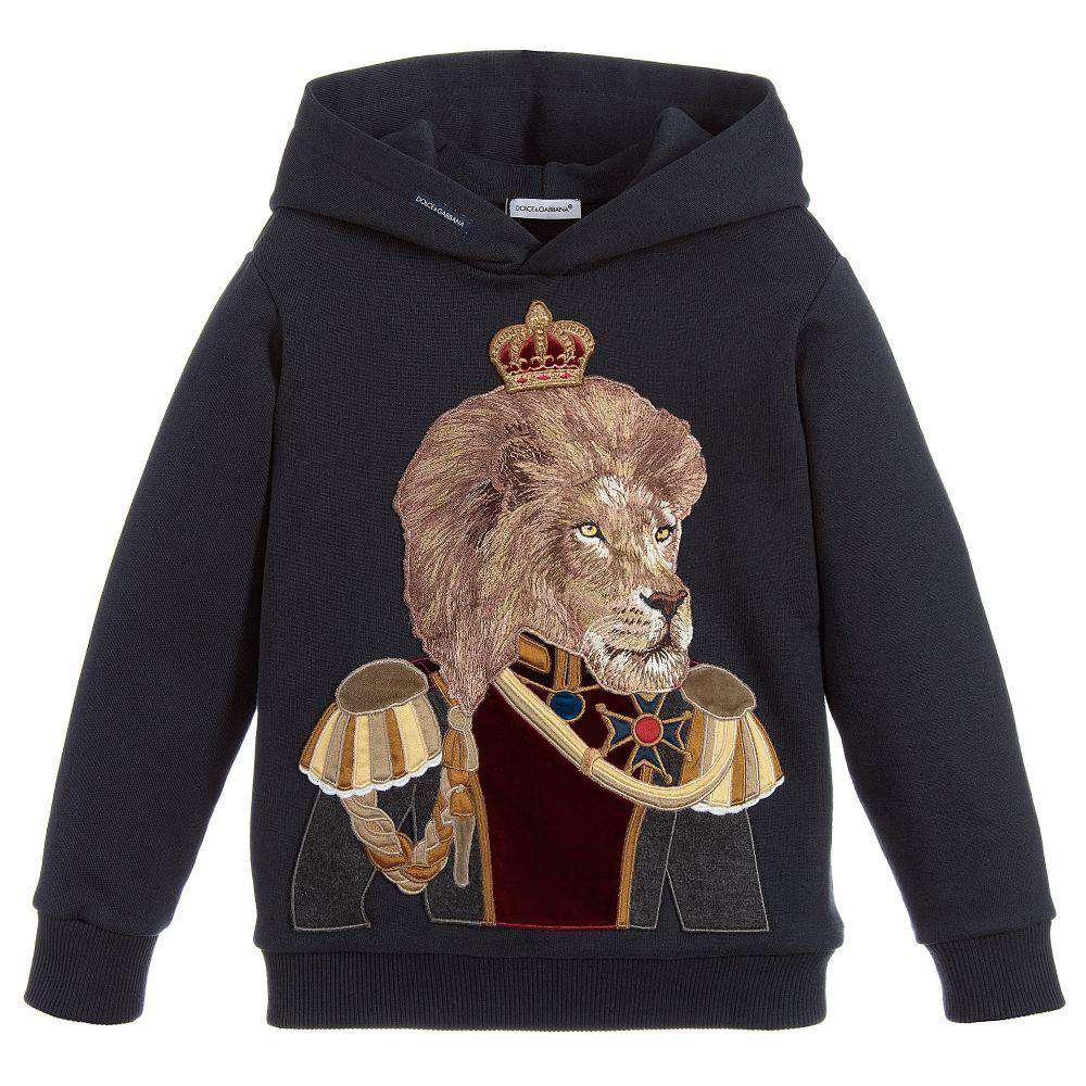 DOLCE & GABBANA BOYS NAVY BLUE LION HOODED SWEATER 2 YEARS - Image 2