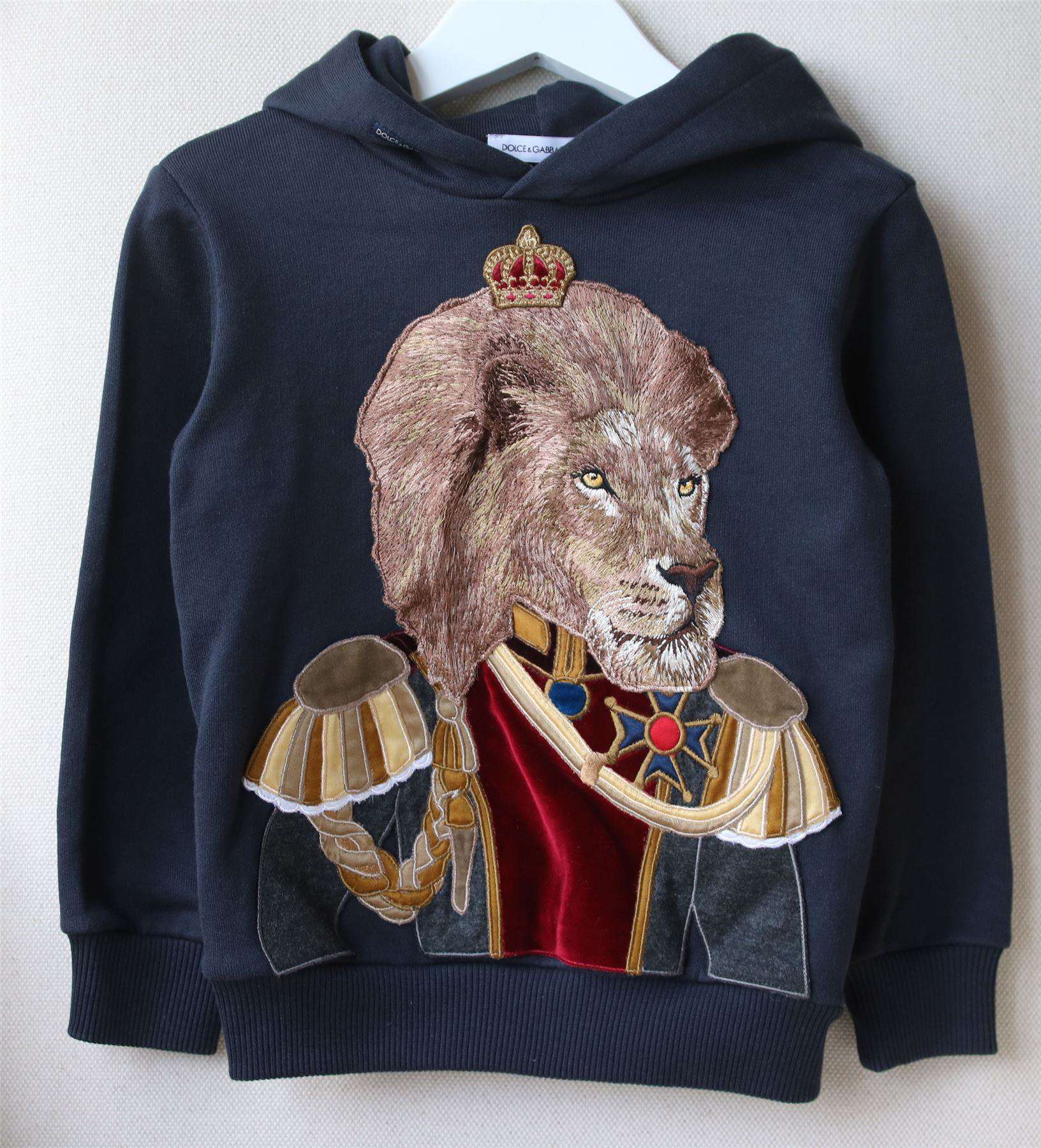 DOLCE & GABBANA BOYS NAVY BLUE LION HOODED SWEATER 2 YEARS - Image 3