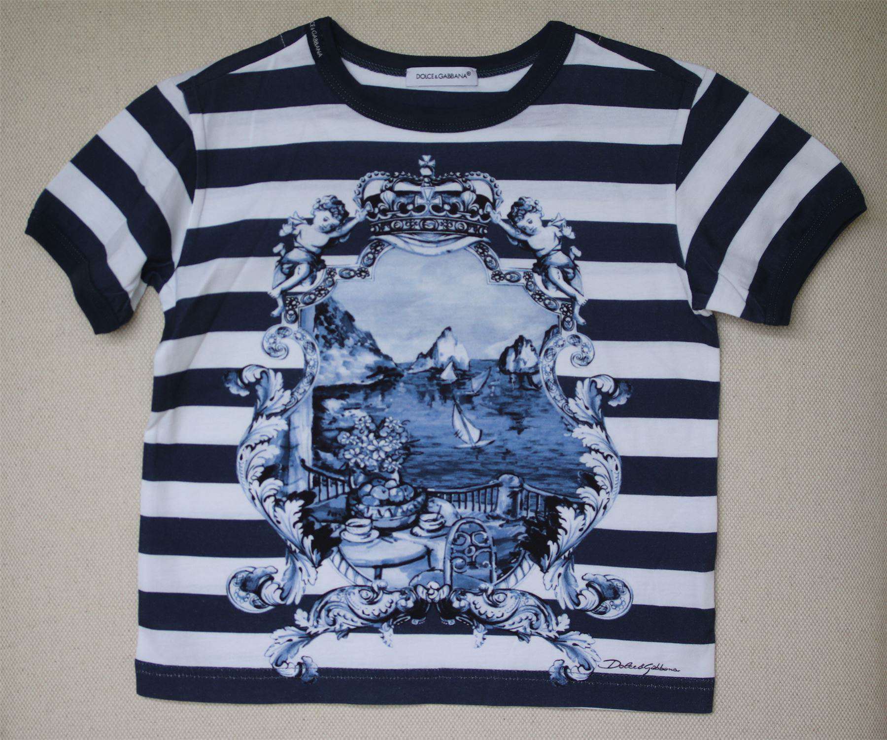 DOLCE & GABBANA BOYS WHITE & BLUE CAPRI TOP 2 YEARS - Image 3