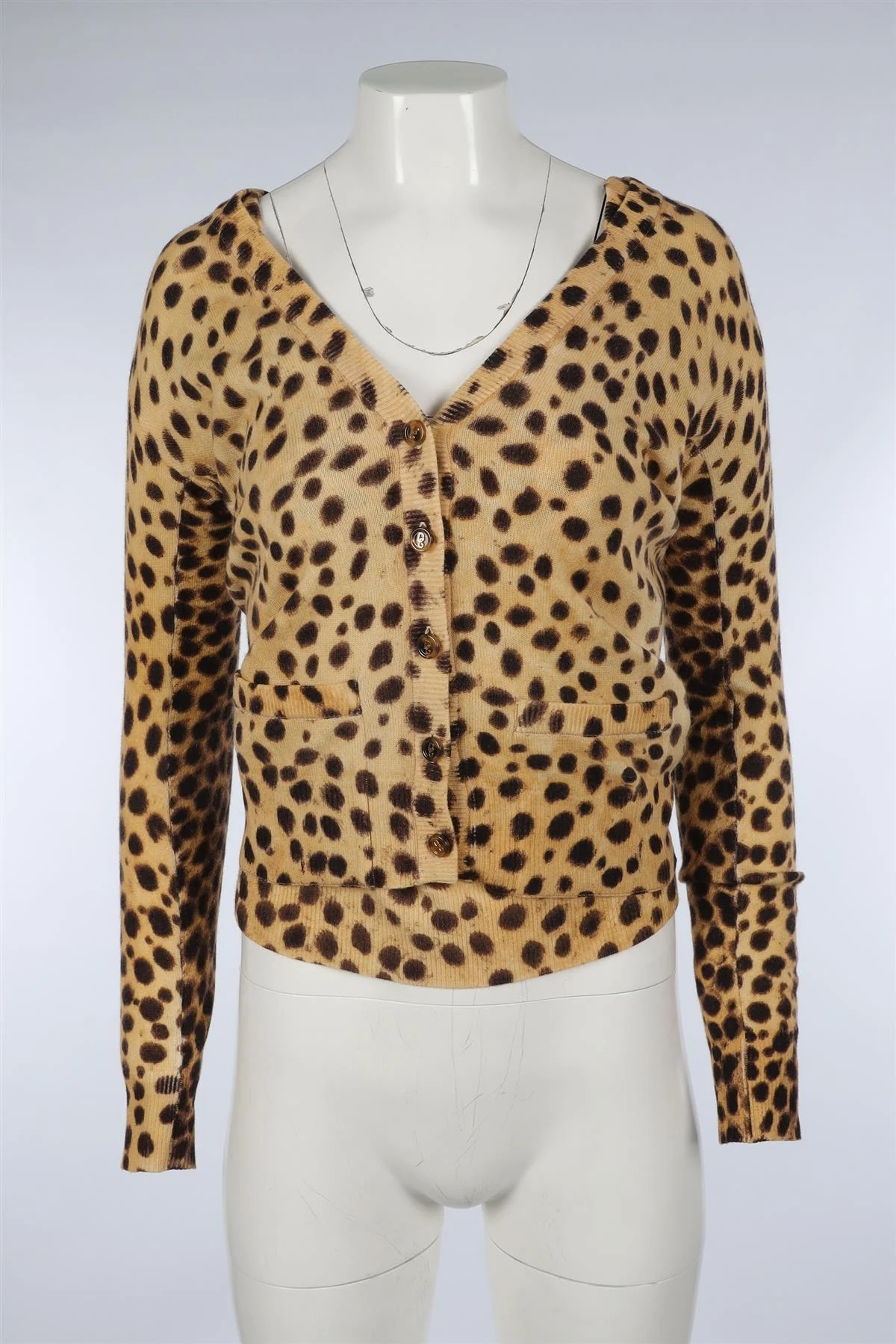 DOLCE & GABBANA BROWN JACQUARD WOOL TOP IT 38 UK 6 - Image 2