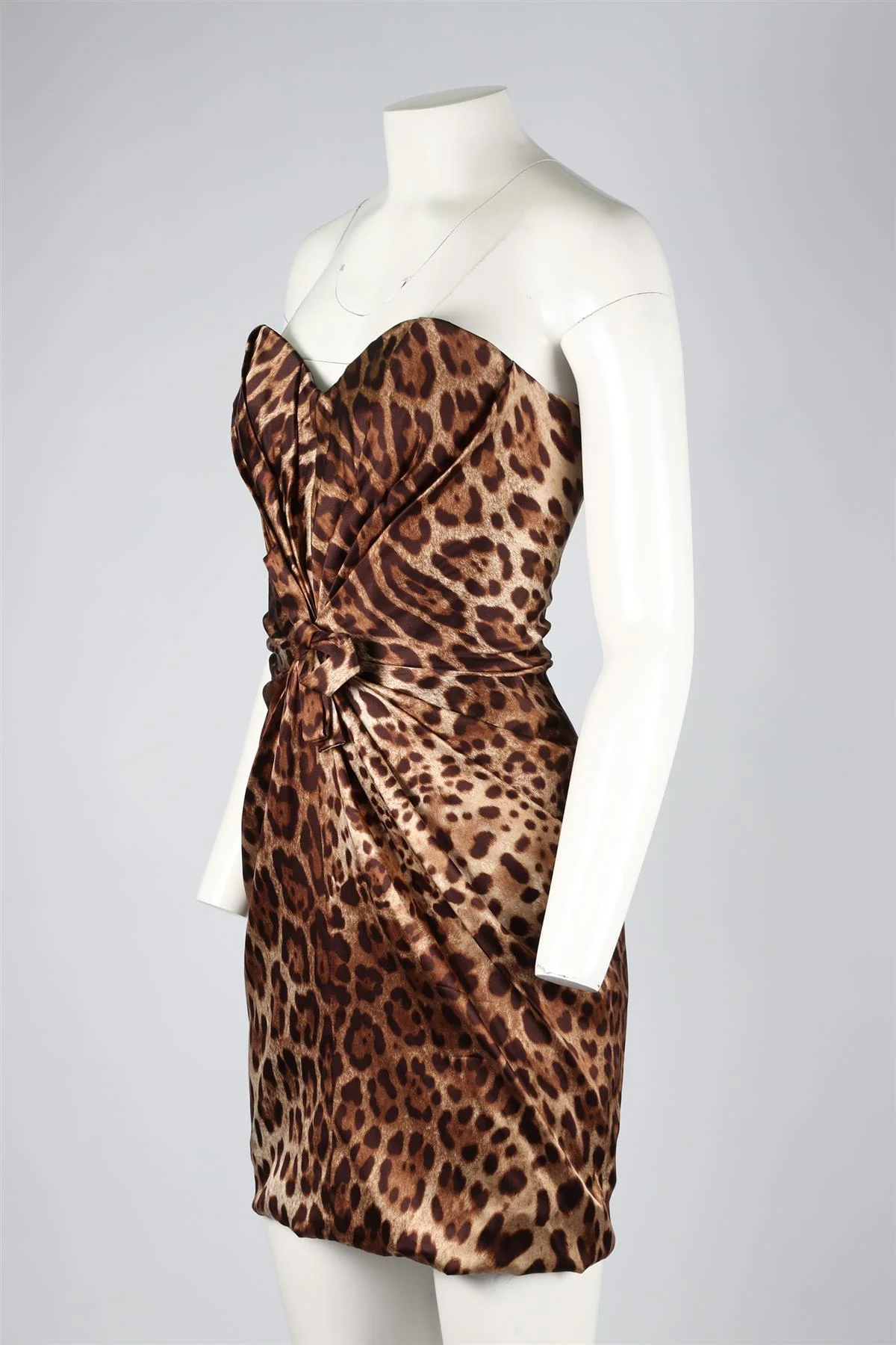 DOLCE & GABBANA BROWN SILK MINI DRESS IT 42 UK 10 - Image 3