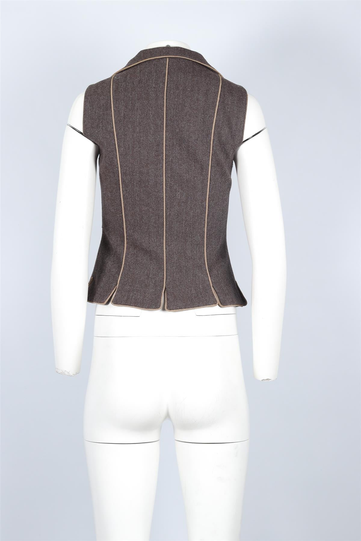 DOLCE & GABBANA BROWN WOOL WAISTCOAT IT 40 UK 8 - Image 4