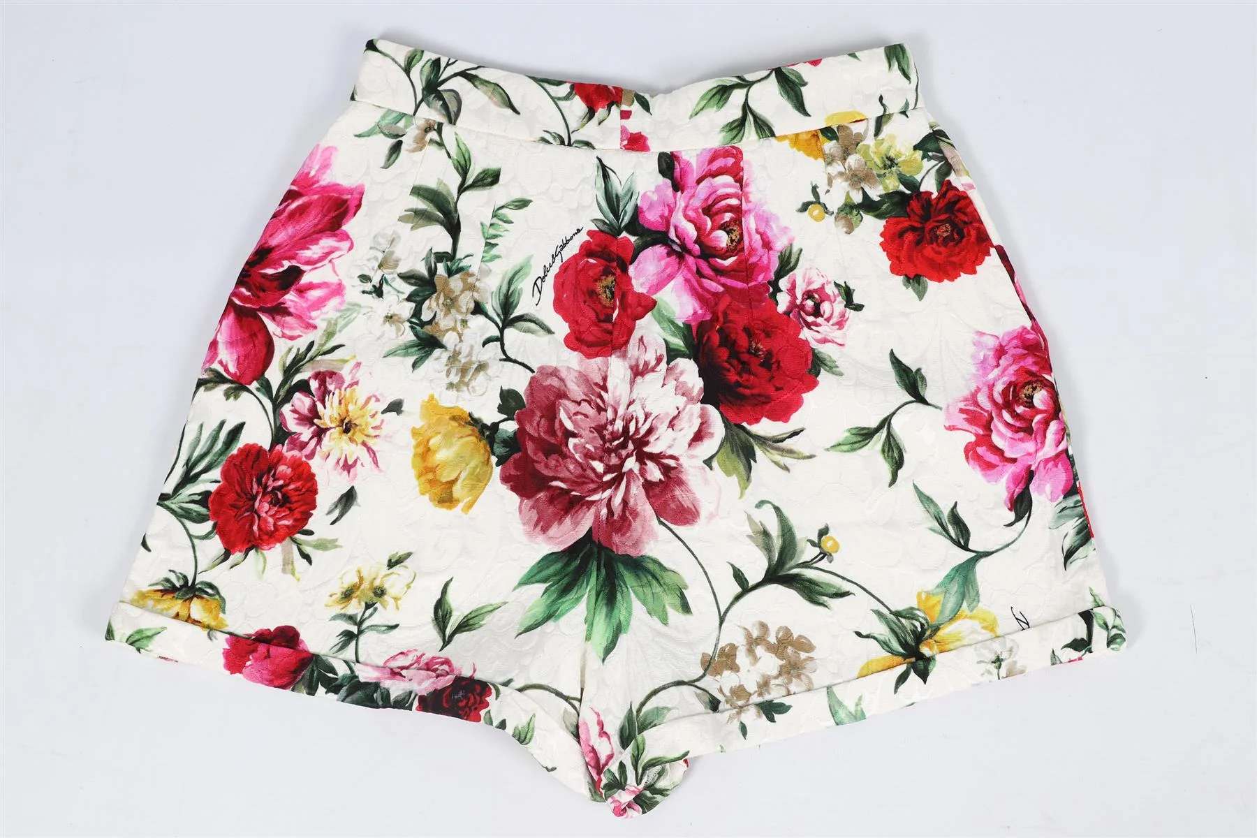 DOLCE & GABBANA FLORAL PRINT COTTON BLEND SHORTS IT 36 UK 4 - Image 4