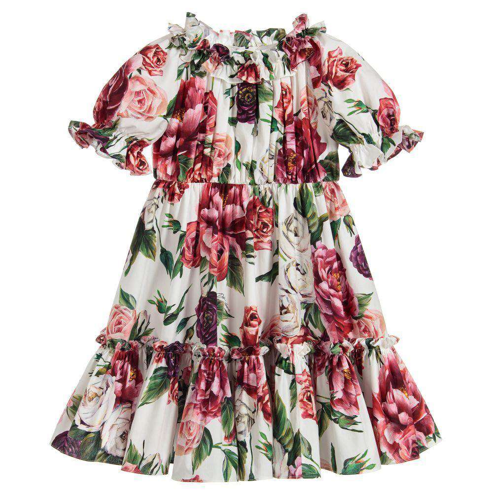 DOLCE & GABBANA GIRLS FLORAL COTTON DRESS 5 YEARS - Image 2