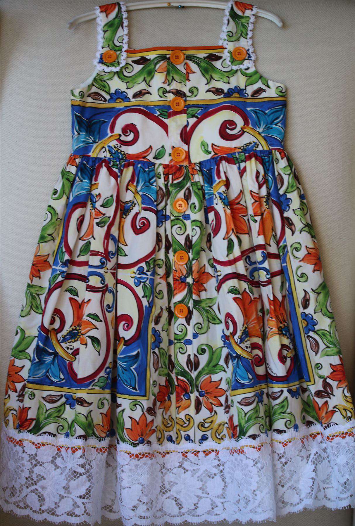DOLCE & GABBANA GIRLS MAJOLICA PRINT DRESS 6 YEARS - Image 2