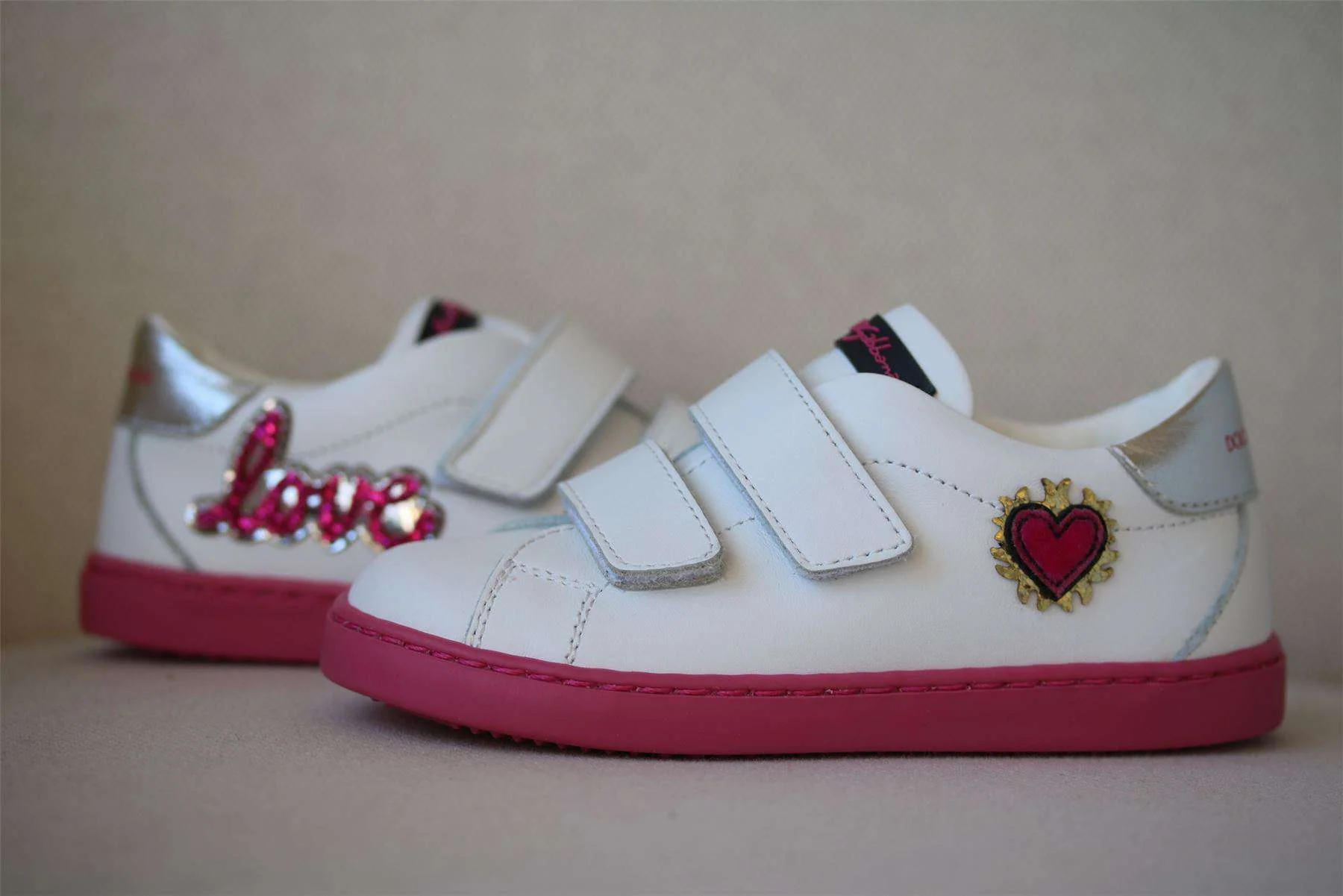DOLCE & GABBANA GIRLS PINK LOVE TRAINERS EU 25 UK 8 - Image 5