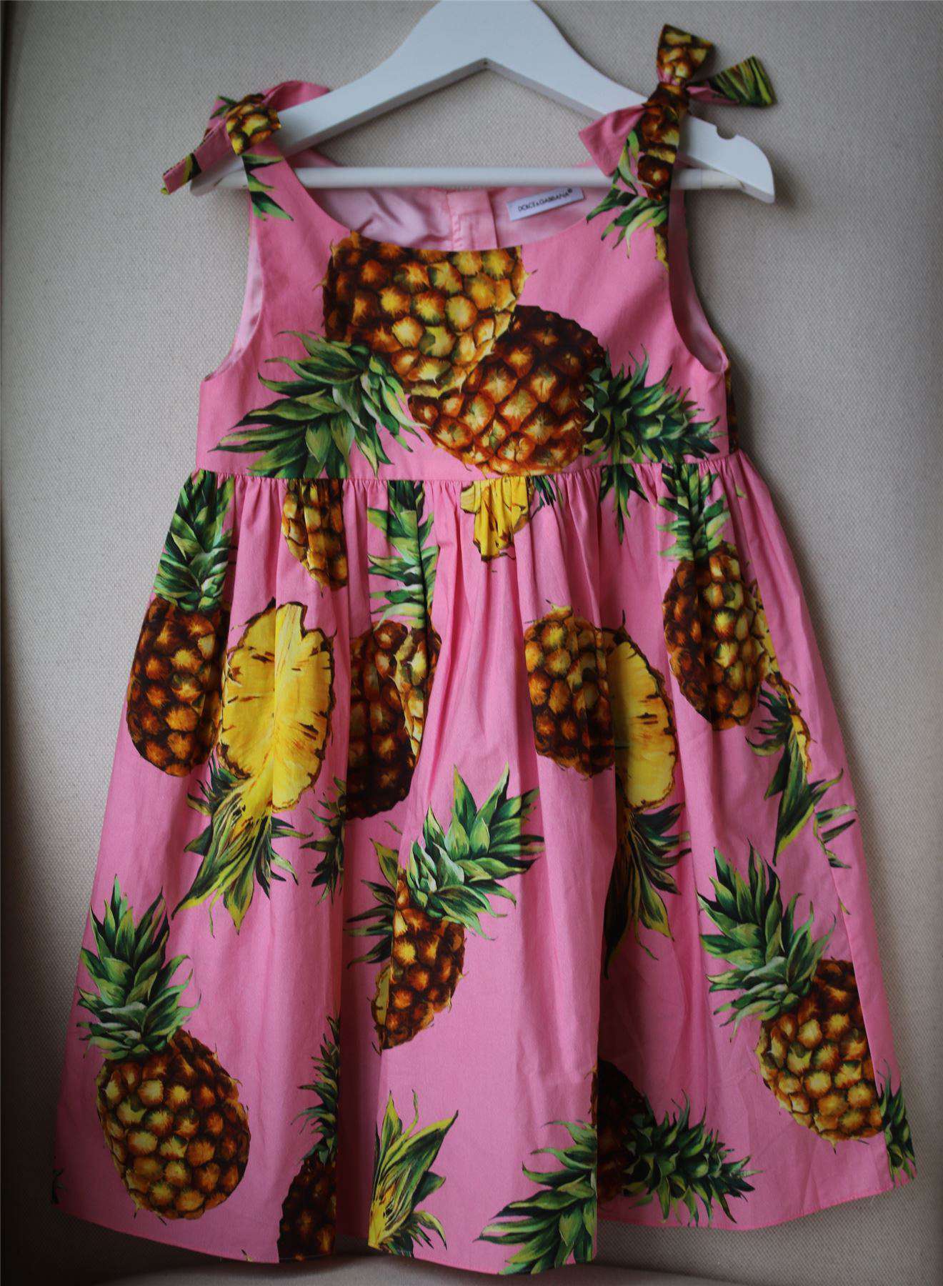 DOLCE & GABBANA GIRLS PINK PINEAPPLE PRINT DRESS 4 YEARS - Image 3