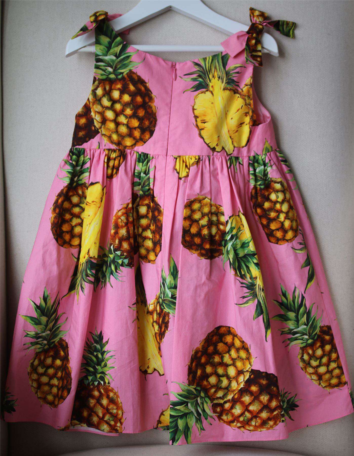 DOLCE & GABBANA GIRLS PINK PINEAPPLE PRINT DRESS 4 YEARS - Image 4