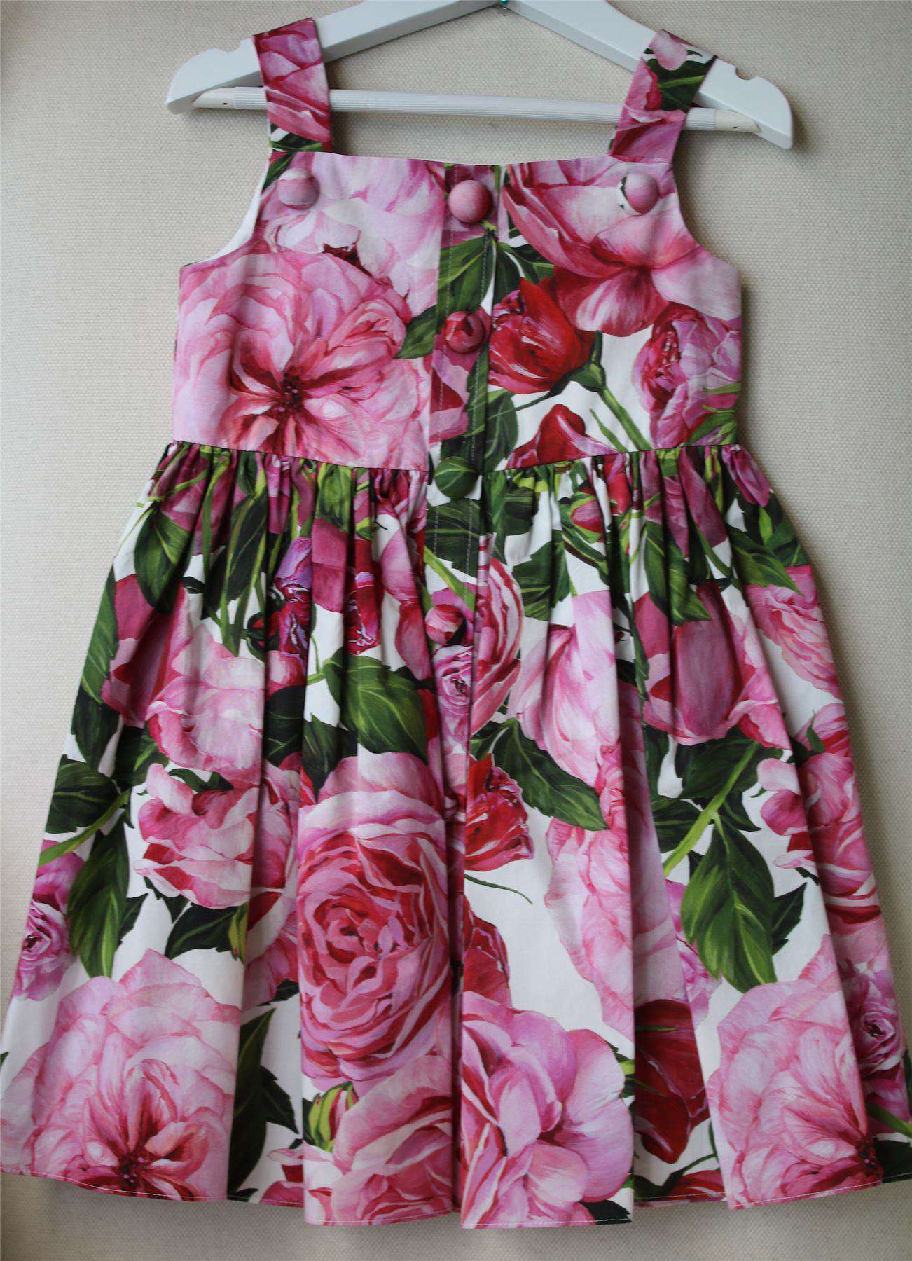 DOLCE & GABBANA GIRLS PINK ROSE BIANCO COTTON DRESS 4 YEARS - Image 5