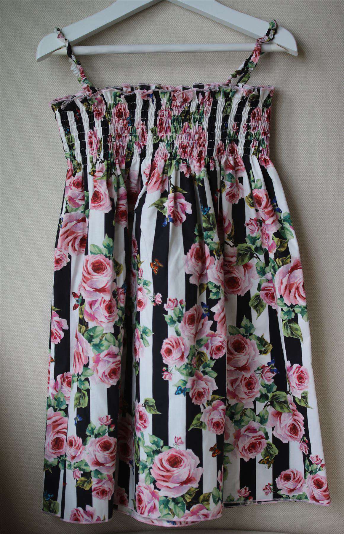 DOLCE & GABBANA GIRLS PINK ROSE STRIPED DRESS 5 YEARS - Image 4