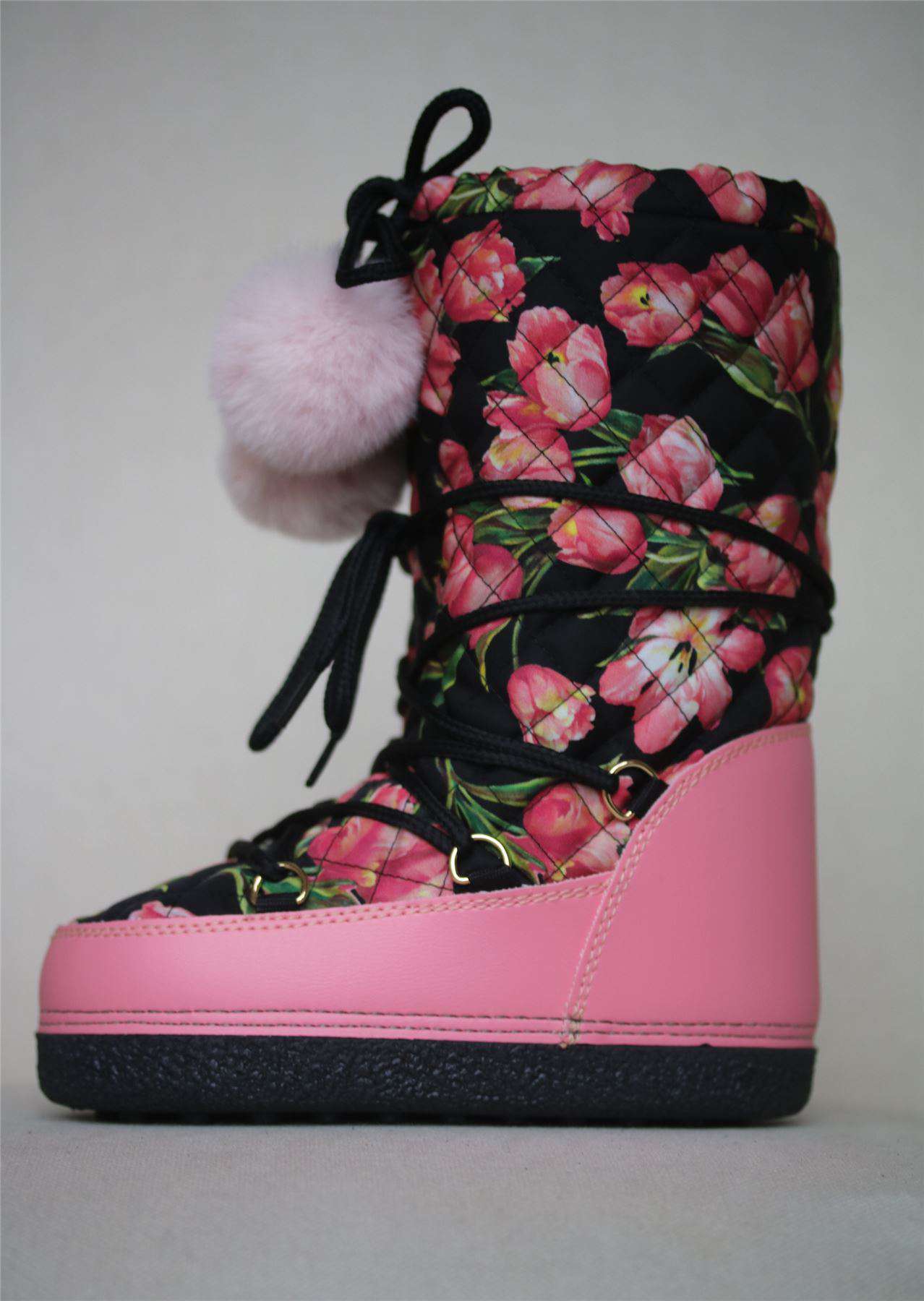 DOLCE & GABBANA GIRLS PINK TULIP SNOW BOOTS EU 28-31 UK 10-12 - Image 2