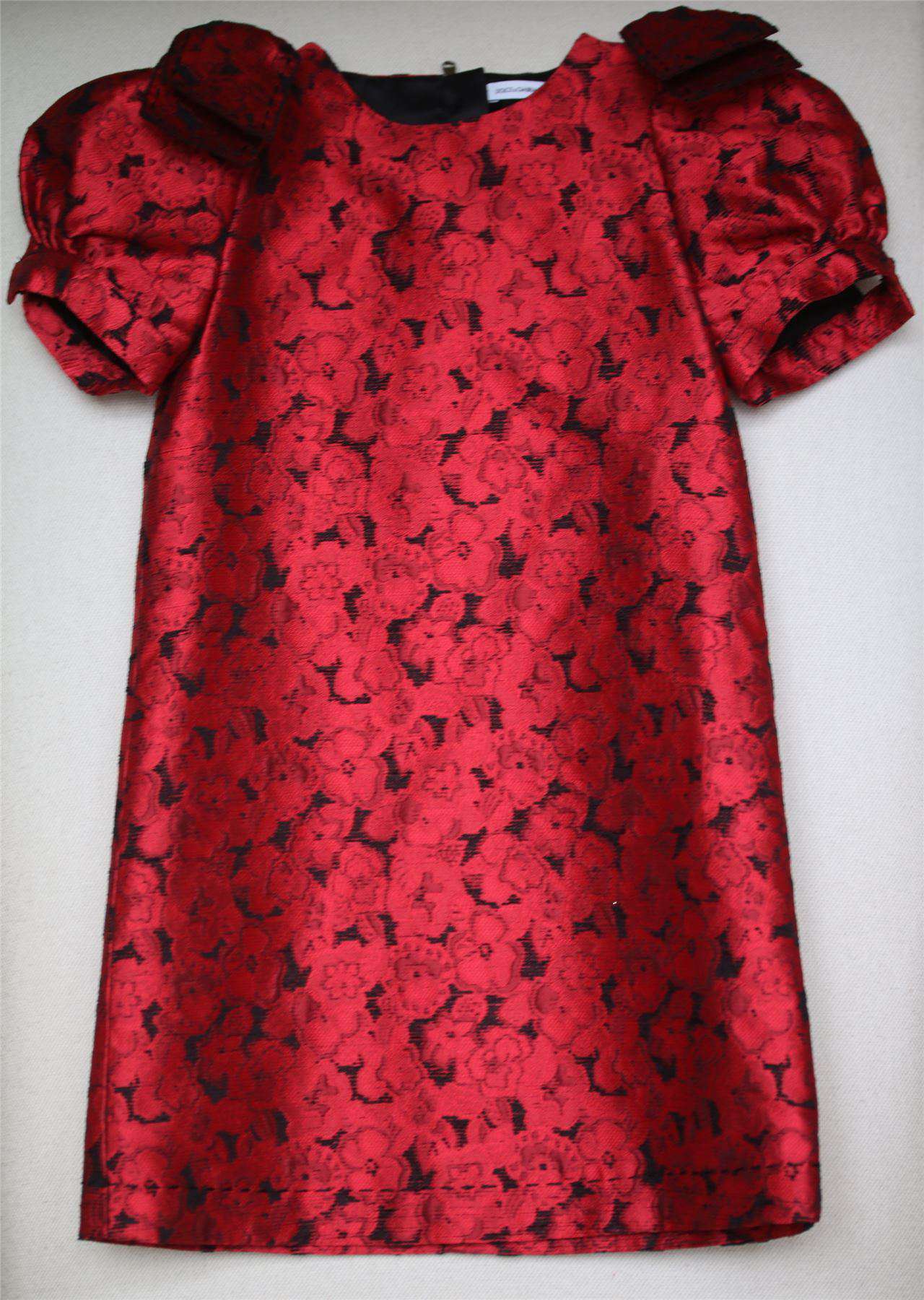 DOLCE & GABBANA GIRLS RED FLORAL JACQUARD DRESS 6 YEARS - Image 3