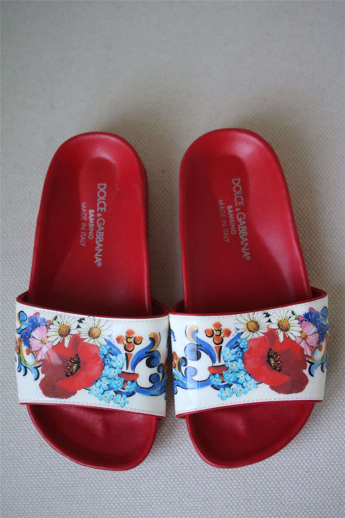 DOLCE & GABBANA GIRLS RED FLORAL SANDALS EU 27 UK 9 - Image 2