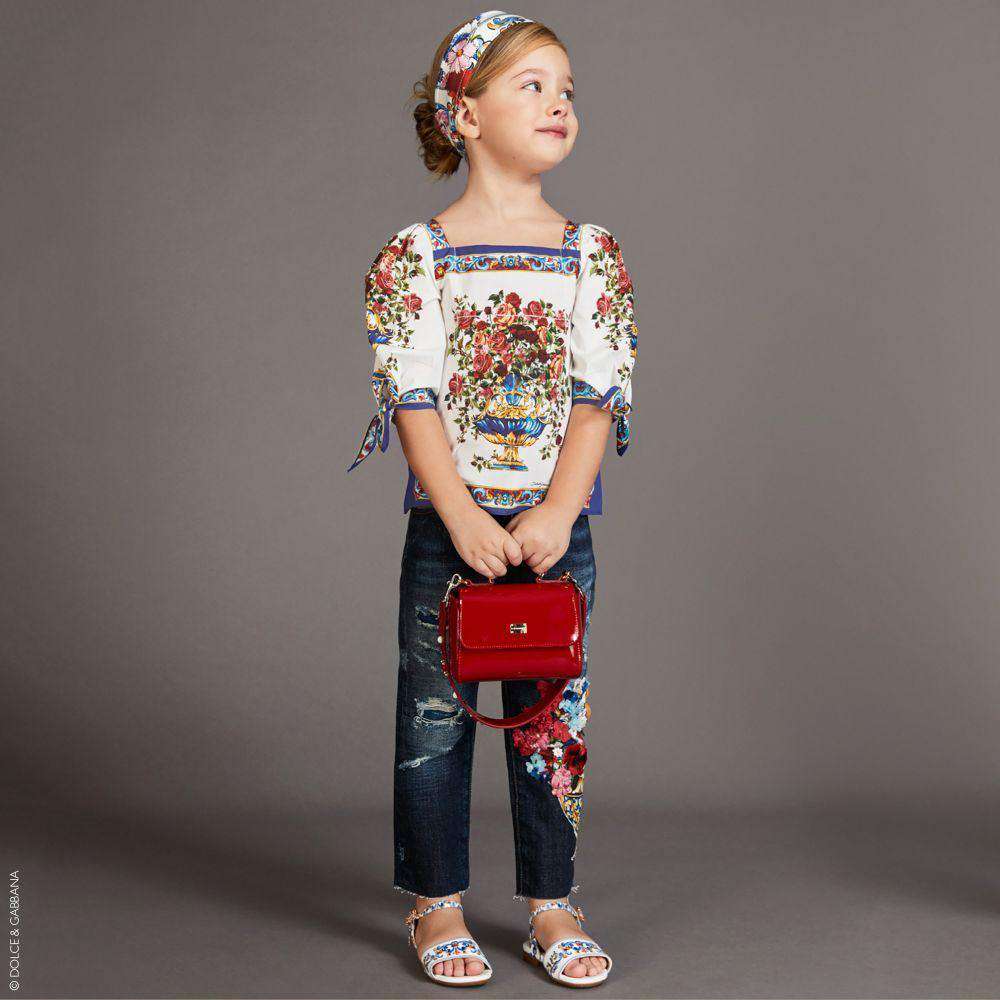 DOLCE & GABBANA GIRLS VASO FIORI BLOUSE 5 YEARS - Image 3