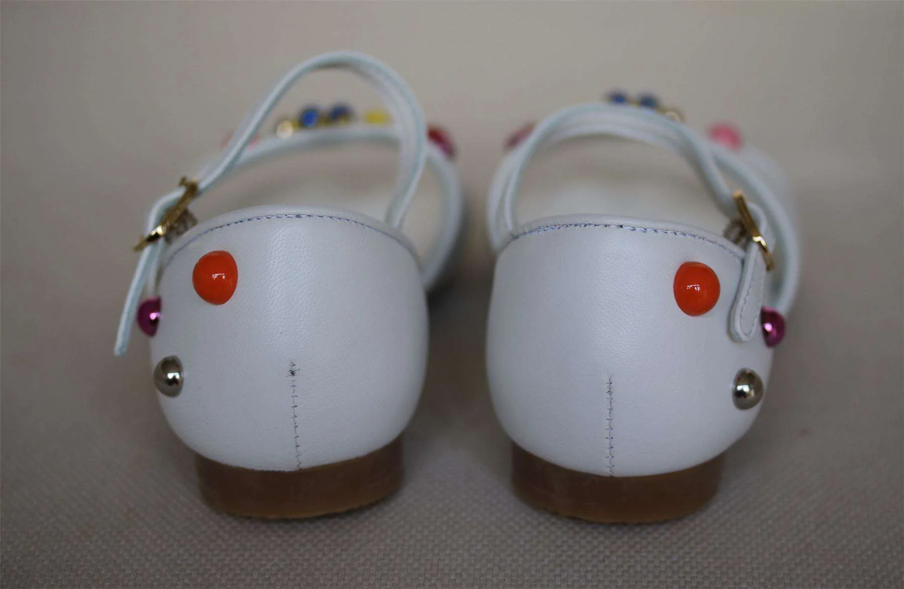 DOLCE & GABBANA GIRLS WHITE LEATHER FISH SANDALS EU 24 UK 7 - Image 3