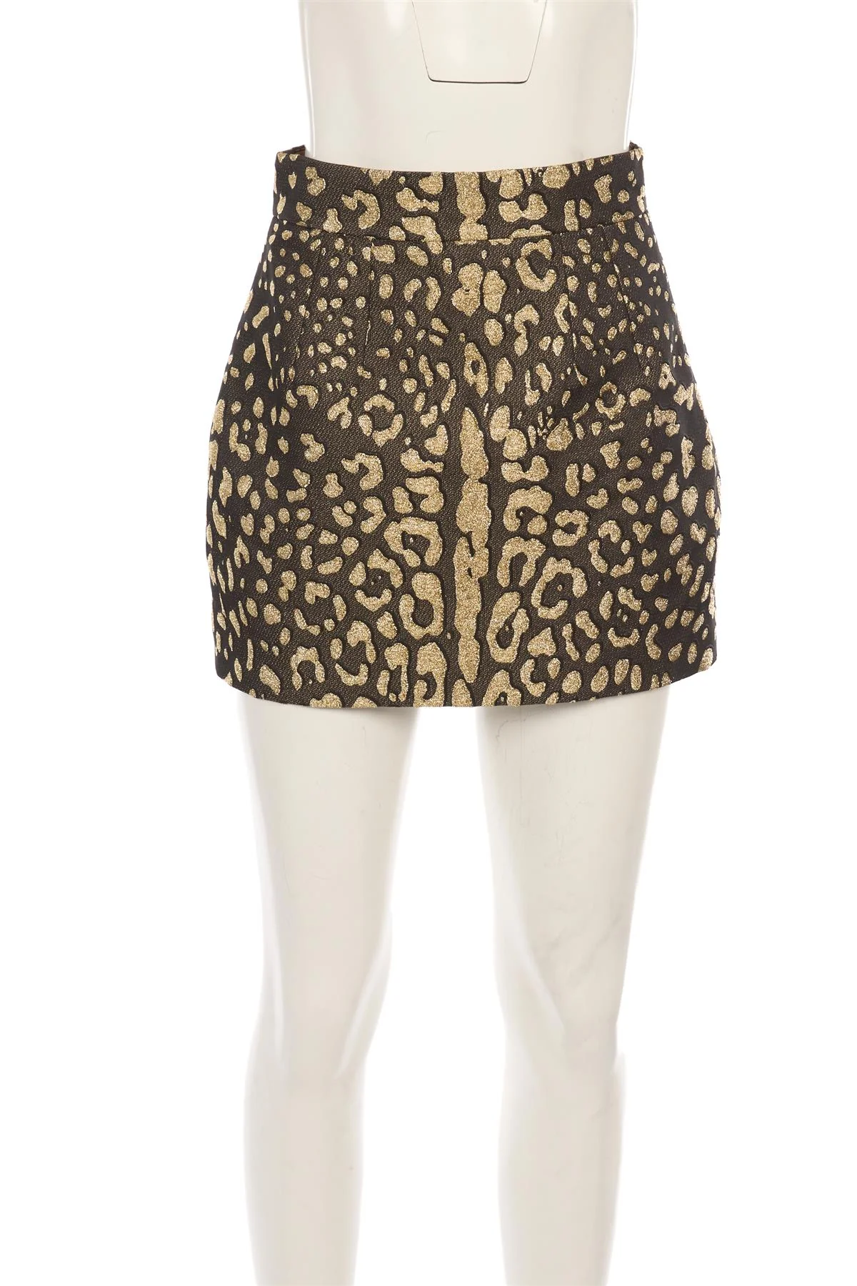 DOLCE & GABBANA GOLD COTTON MINI SKIRT IT 44 UK 12 - Image 2