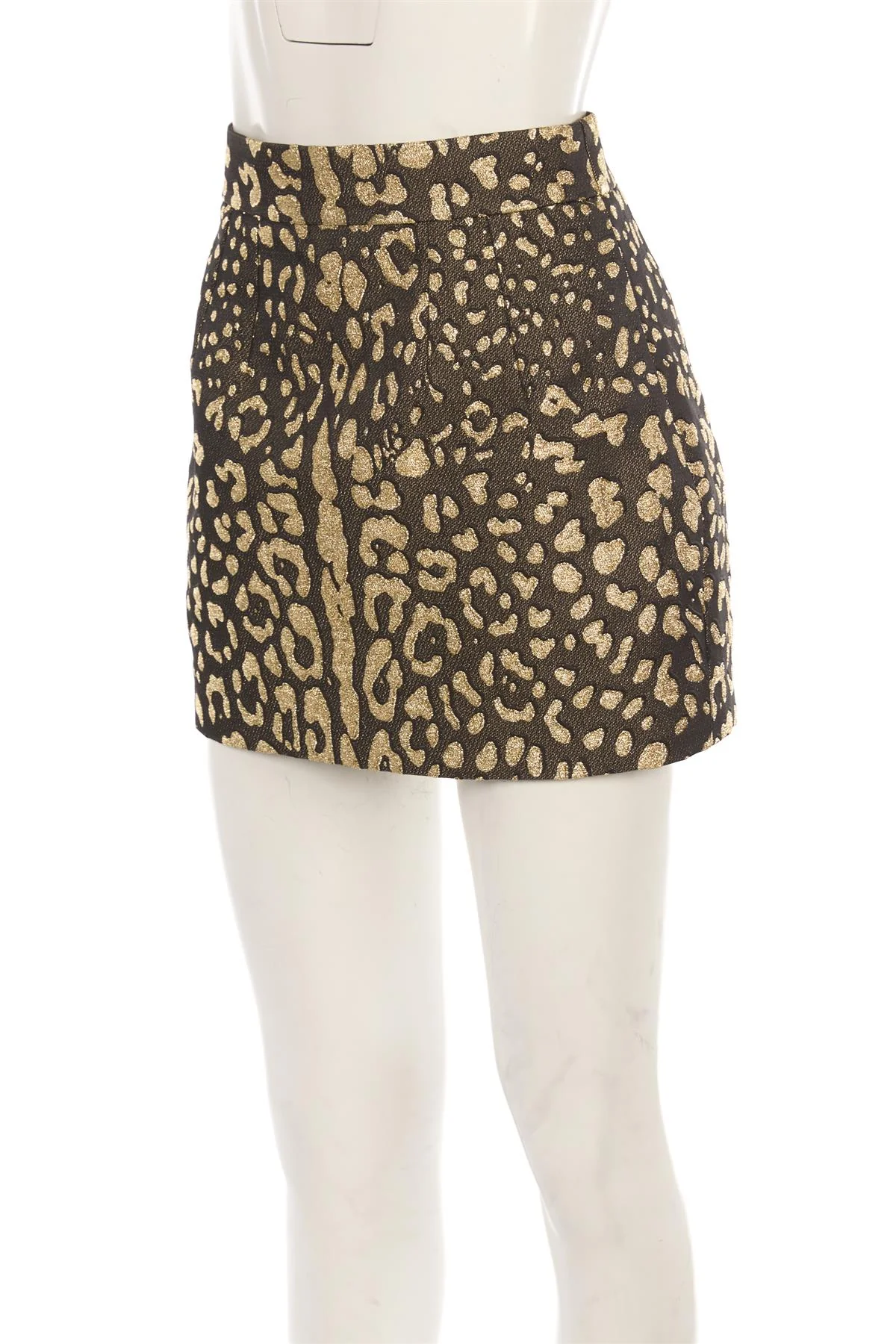 DOLCE & GABBANA GOLD COTTON MINI SKIRT IT 44 UK 12 - Image 3