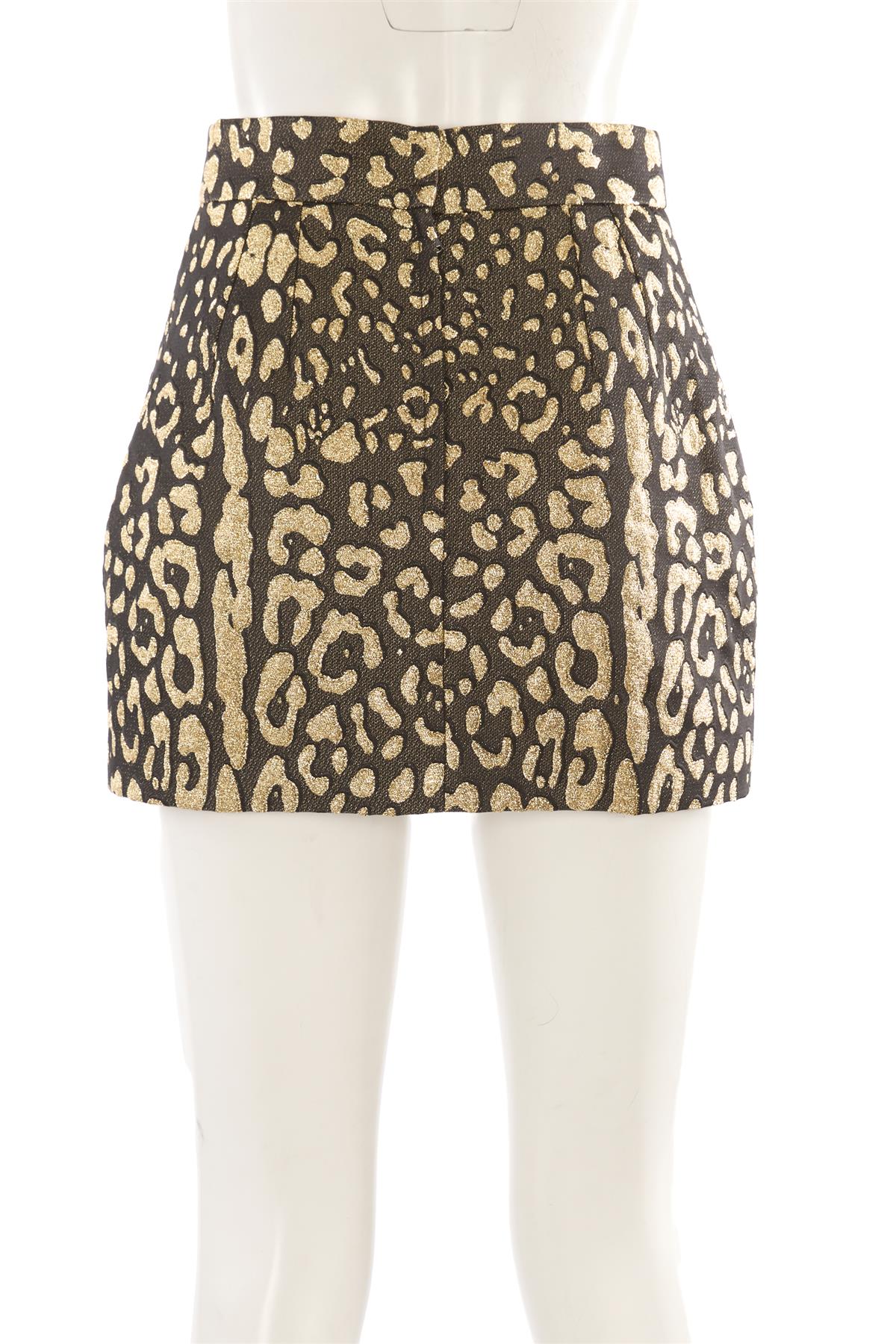 DOLCE & GABBANA GOLD COTTON MINI SKIRT IT 44 UK 12 - Image 4