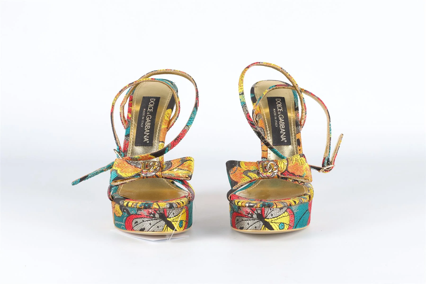 DOLCE & GABBANA GOLD JACQUARD SANDALS EU 38 UK 5 US 8 - Image 3