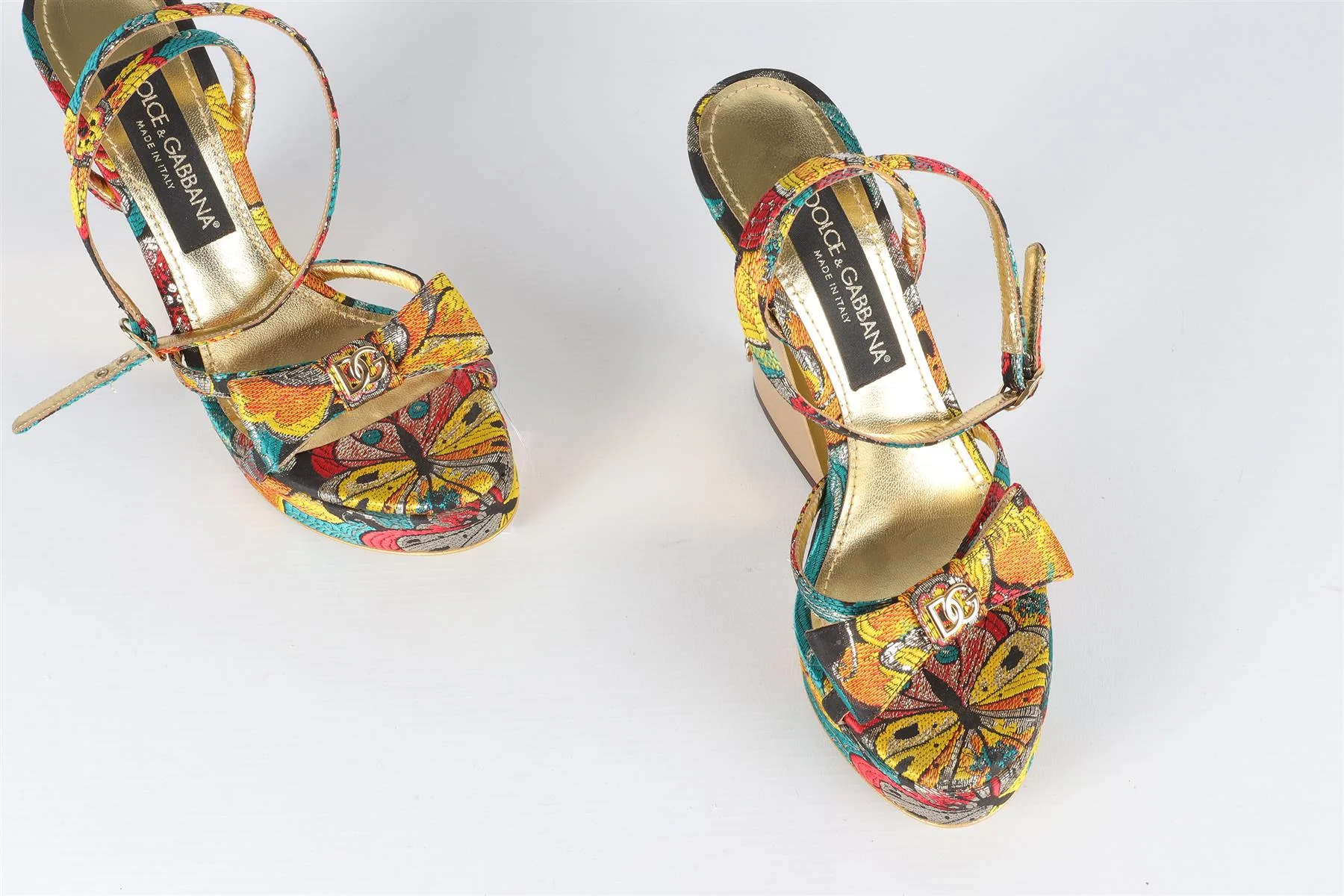 DOLCE & GABBANA GOLD JACQUARD SANDALS EU 38 UK 5 US 8 - Image 4