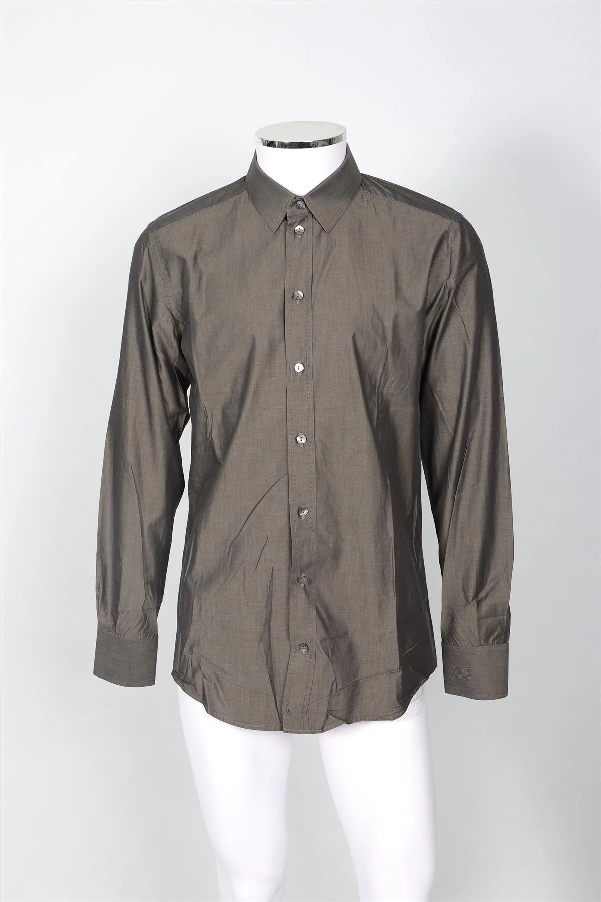 DOLCE & GABBANA GREY MEN'S SLIM FIT COTTON SHIRT UK/US COLLAR 16 UK/US CHEST 40 - Image 2
