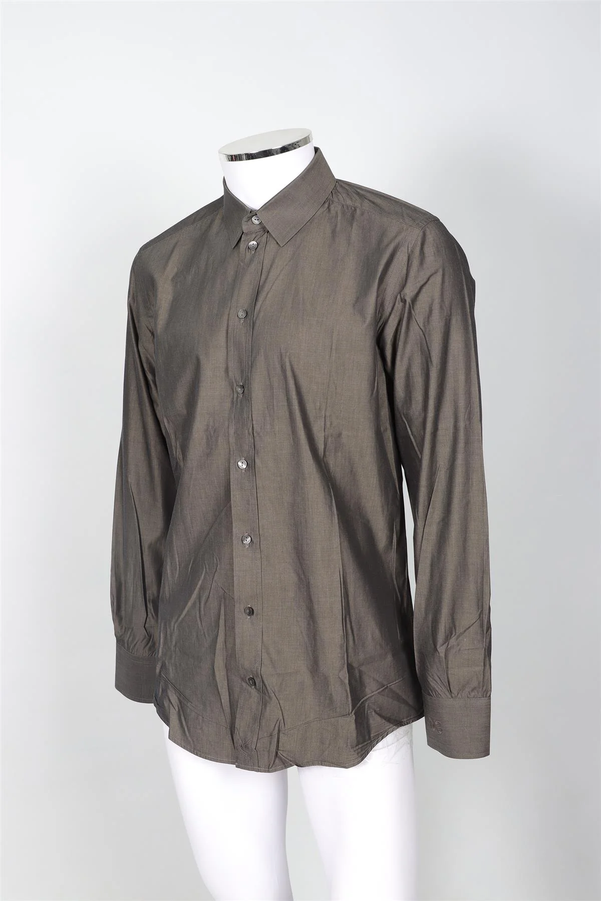 DOLCE & GABBANA GREY MEN'S SLIM FIT COTTON SHIRT UK/US COLLAR 16 UK/US CHEST 40 - Image 3