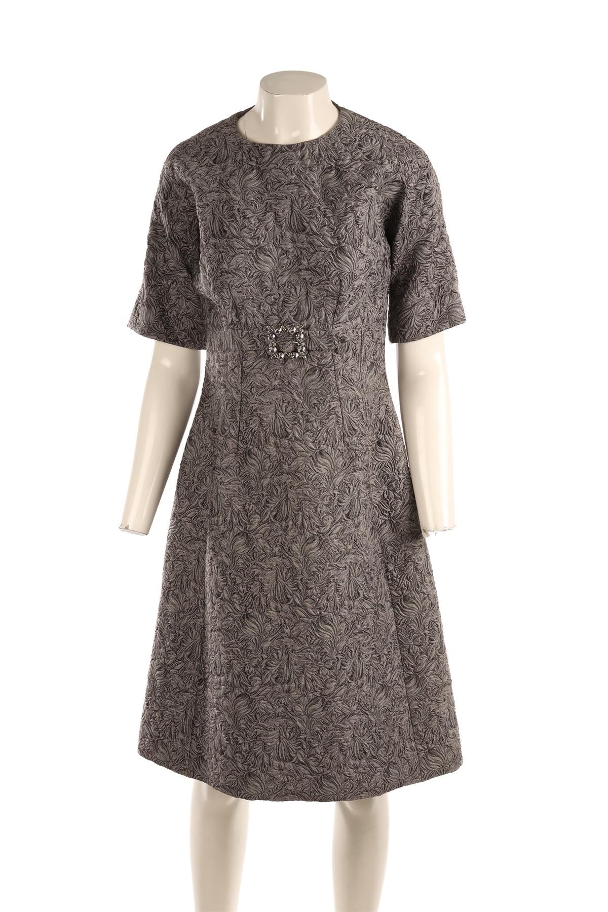 DOLCE & GABBANA GREY WOOL MIDI DRESS IT 42 UK 10 - Image 2