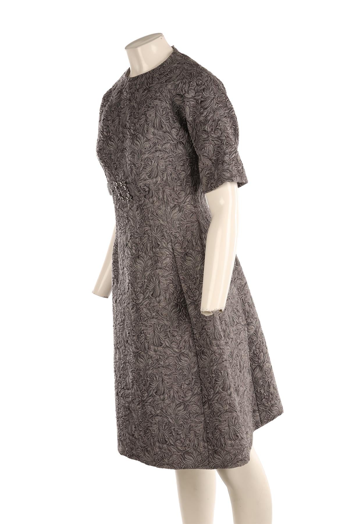 DOLCE & GABBANA GREY WOOL MIDI DRESS IT 42 UK 10 - Image 3