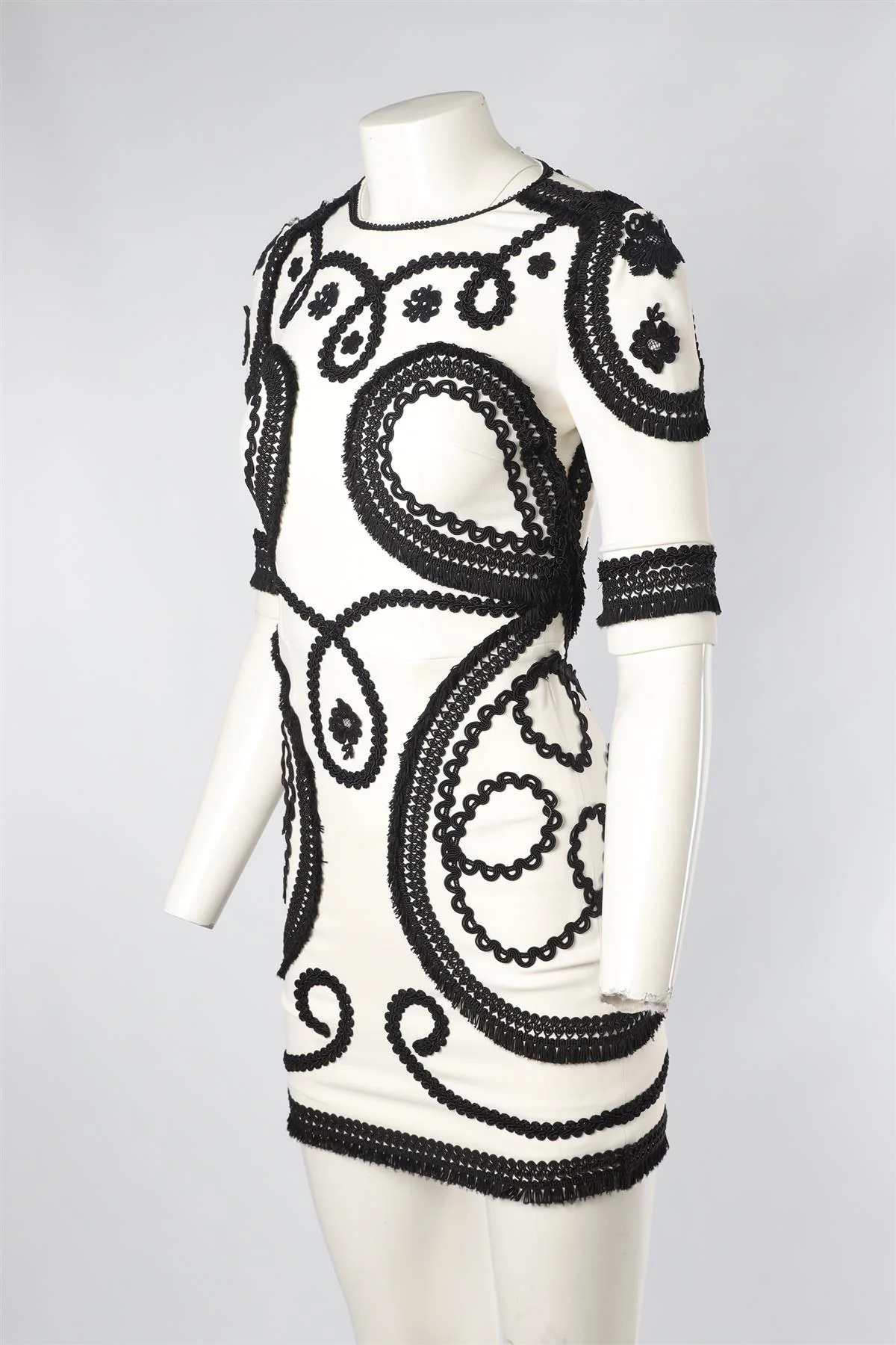 DOLCE & GABBANA IVORY COTTON MINI DRESS IT 38 UK 6 - Image 3