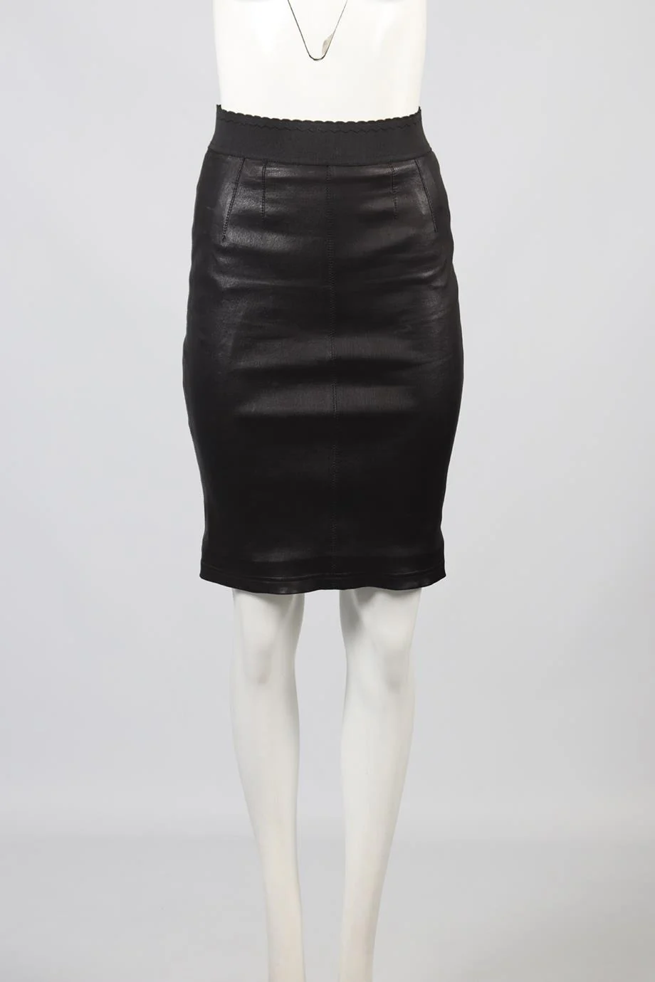 DOLCE & GABBANA LEATHER MIDI SKIRT IT 40 UK 8 - Image 2