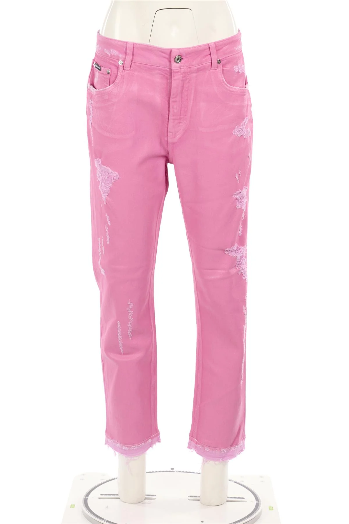 DOLCE & GABBANA PINK HIGH RISE STRAIGHT LEG JEANS IT 44 UK 12 - Image 2