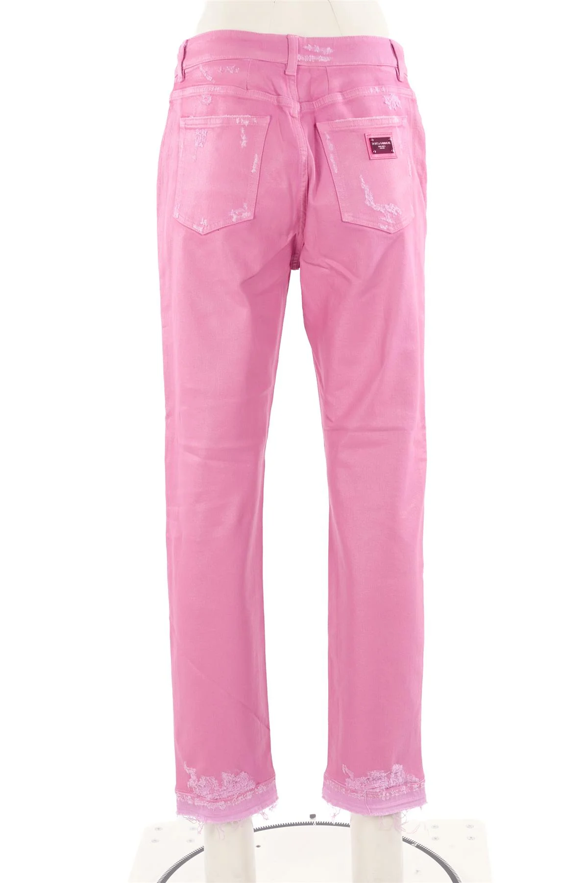 DOLCE & GABBANA PINK HIGH RISE STRAIGHT LEG JEANS IT 44 UK 12 - Image 4