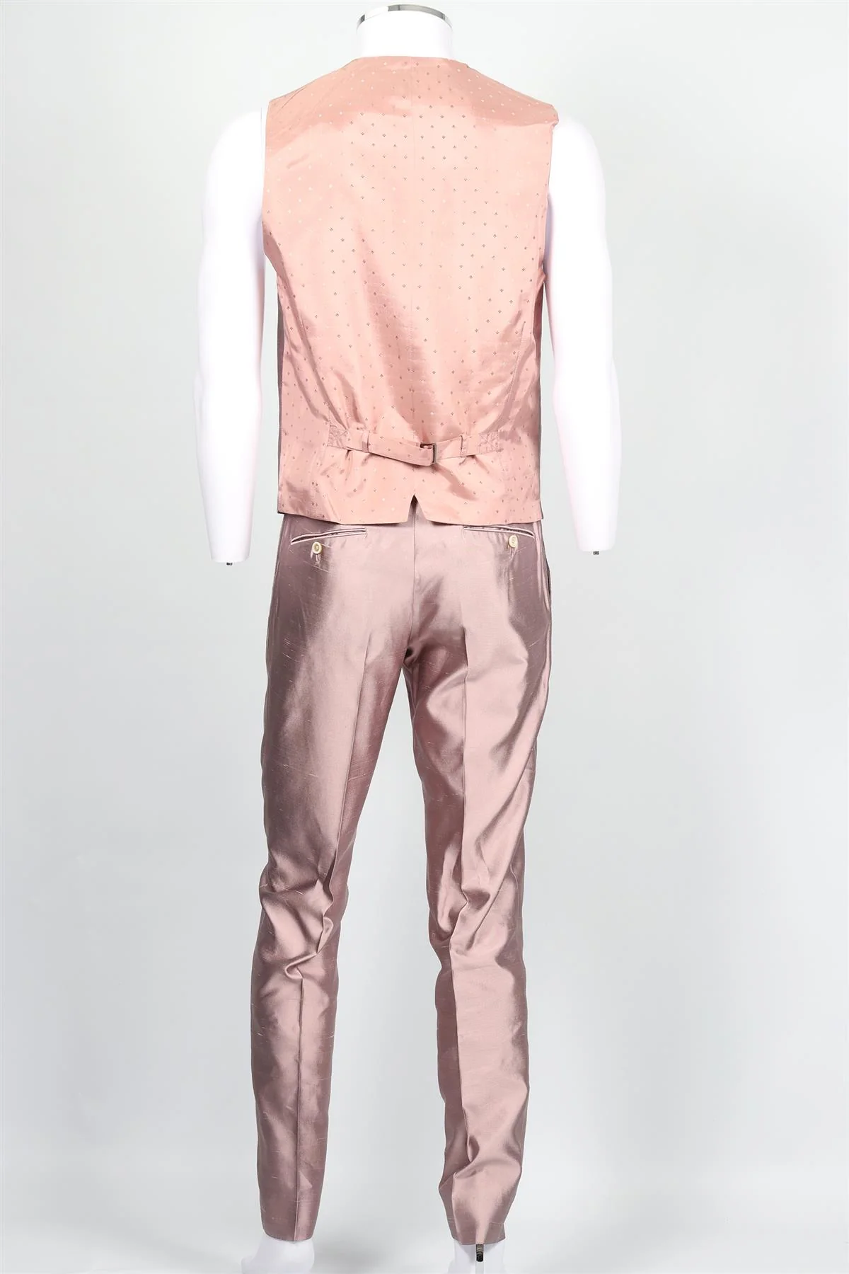 DOLCE & GABBANA PINK MEN'S SILK THREE PIECE SUIT IT 52 UK 42 - Image 8