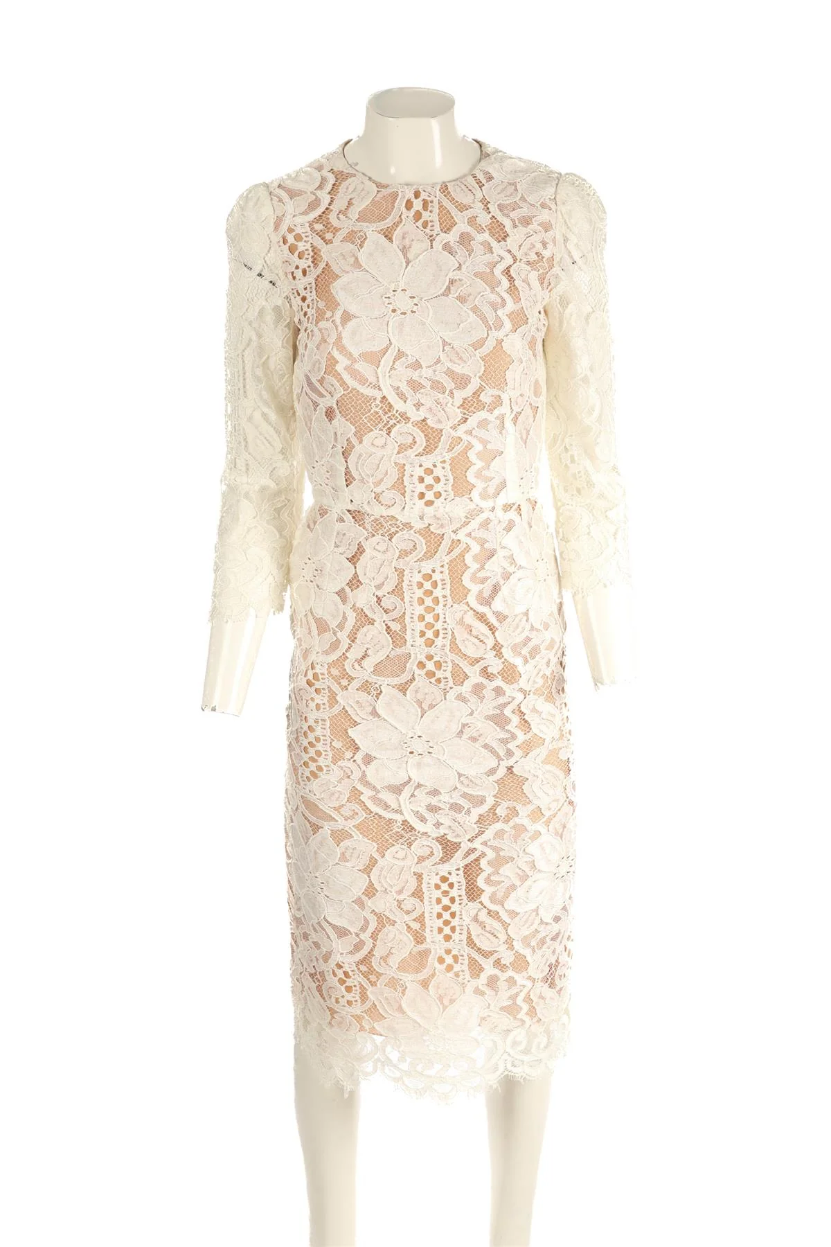 DOLCE & GABBANA WHITE LACE MIDI DRESS IT 42 UK 10 - Image 2
