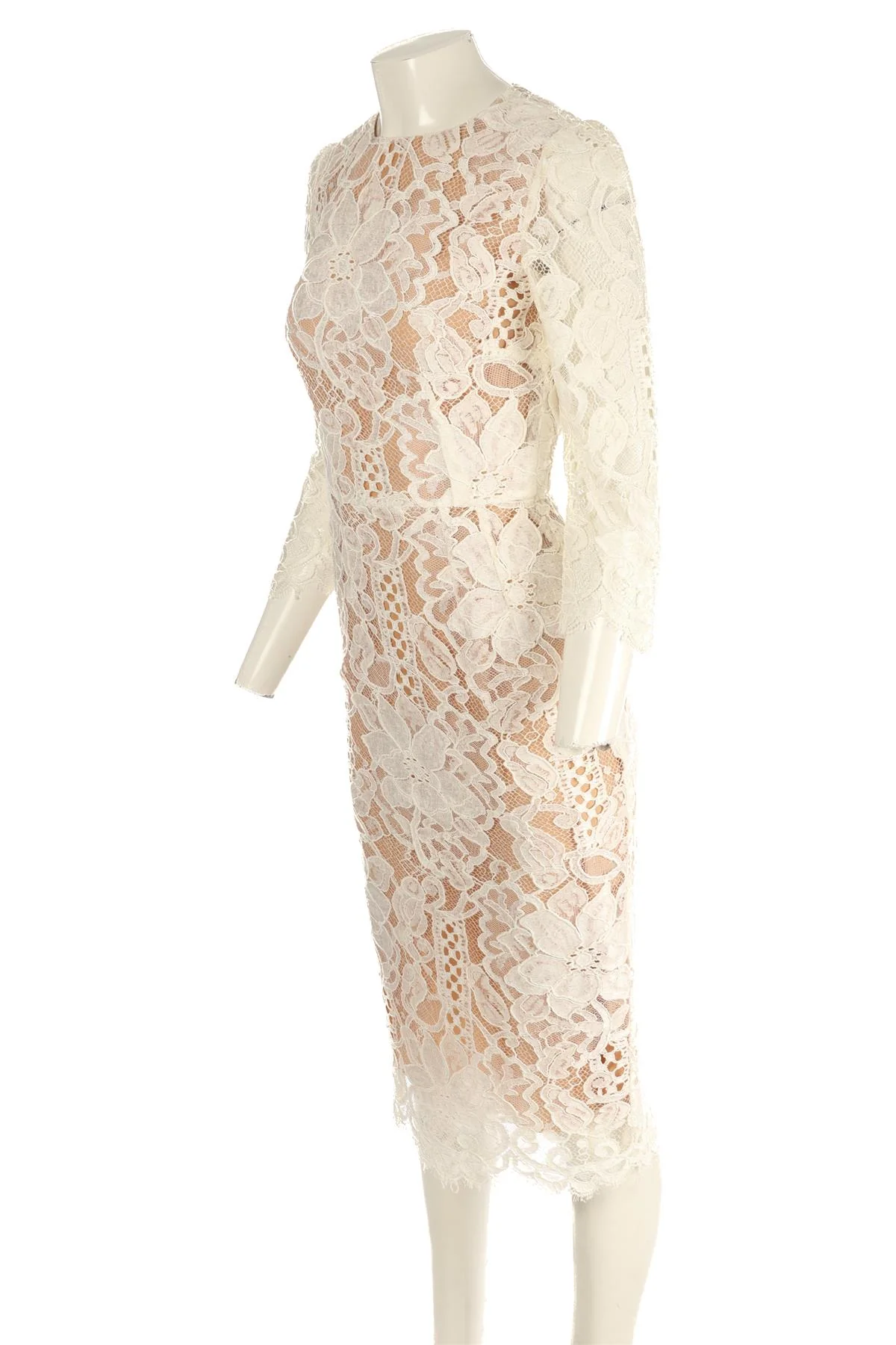 DOLCE & GABBANA WHITE LACE MIDI DRESS IT 42 UK 10 - Image 3